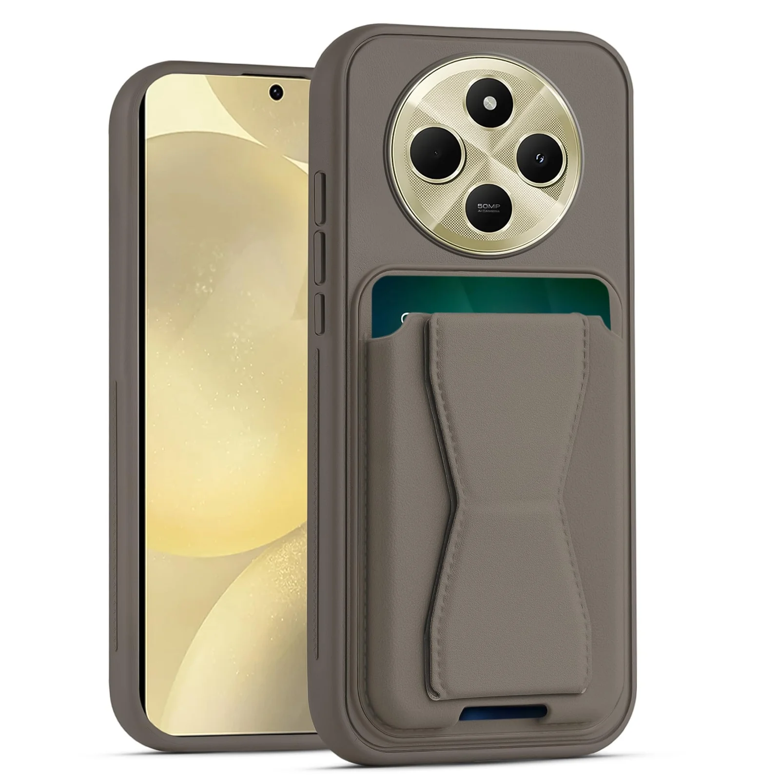 DL3 Mobilak Leather Wallet Case for Xiaomi Redmi 14C / Redmi A4 / Poco C75, Camera protection, Shock-absorbing protection, Built-in kickstand - Titanium