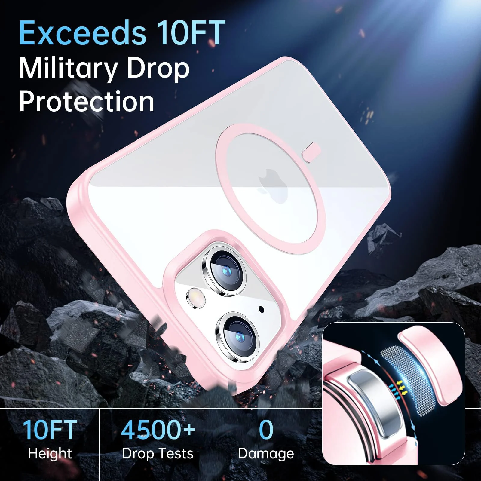 DL3 Mobilak Clear MagSafe-Compatible TPU Case for iPhone 13, iPhone 14 - Pink