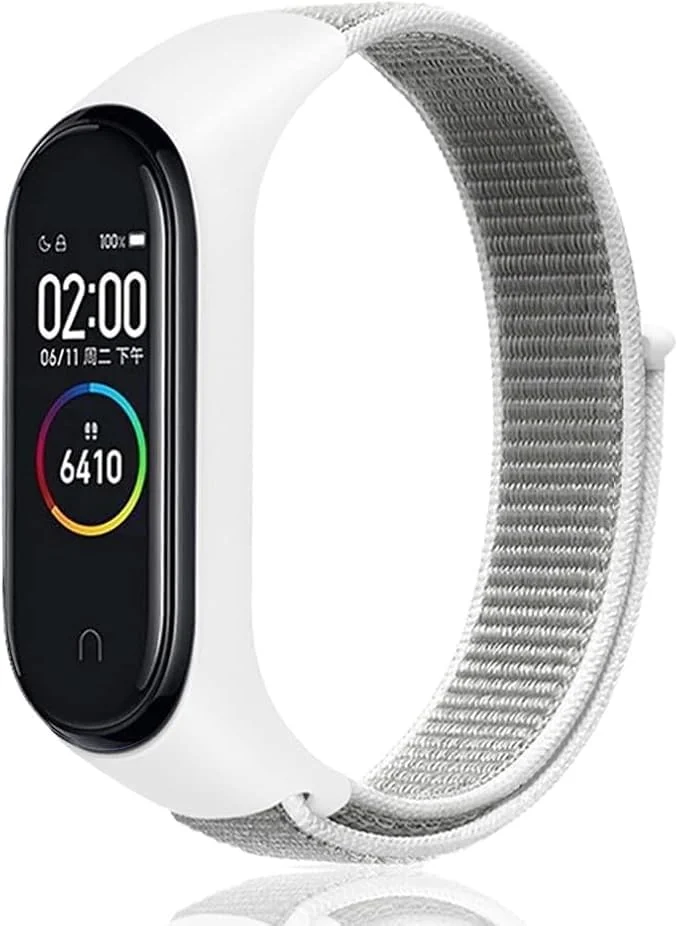 DL3 Mobilak Nylon Sport Band Compatible with Xiaomi Mi Band 7/Mi Band 6/Mi Band 5/Mi Band 4/Mi Band 3/Amazfit Band 5 for Women Men, Soft Adjustable Breathable Sport Loop Watch Strap - Seashell