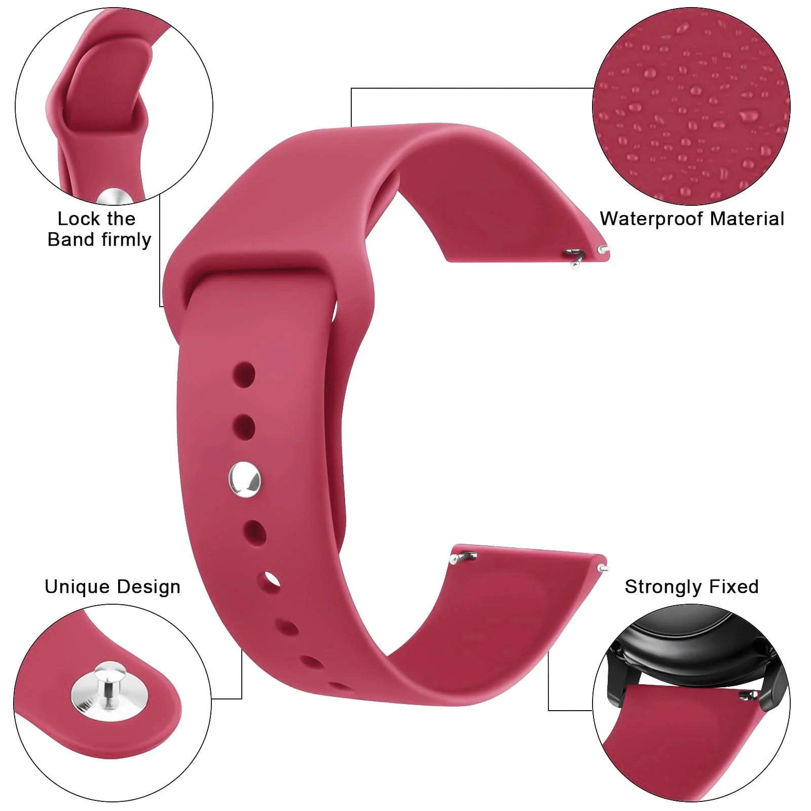 DL3 Mobilak Straps Compatible with Xiaomi Redmi Watch 5 Active/Redmi Watch 5 Lite Bracelets for Men Women, 22mm Soft Silicone Strap, Waterproof Adjustable Band Sports Replacement - Rose Red