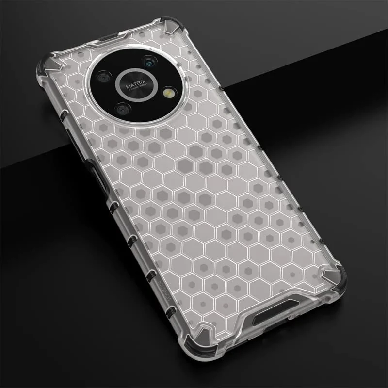 DL3 Mobilak Case For Honor X9 4G / Honor X9 5G, [Honeycomb Design] Drop Protection, Ultra Thin TPU + PC Transparent Silicone Protective Case, Shockproof Cover - Clear