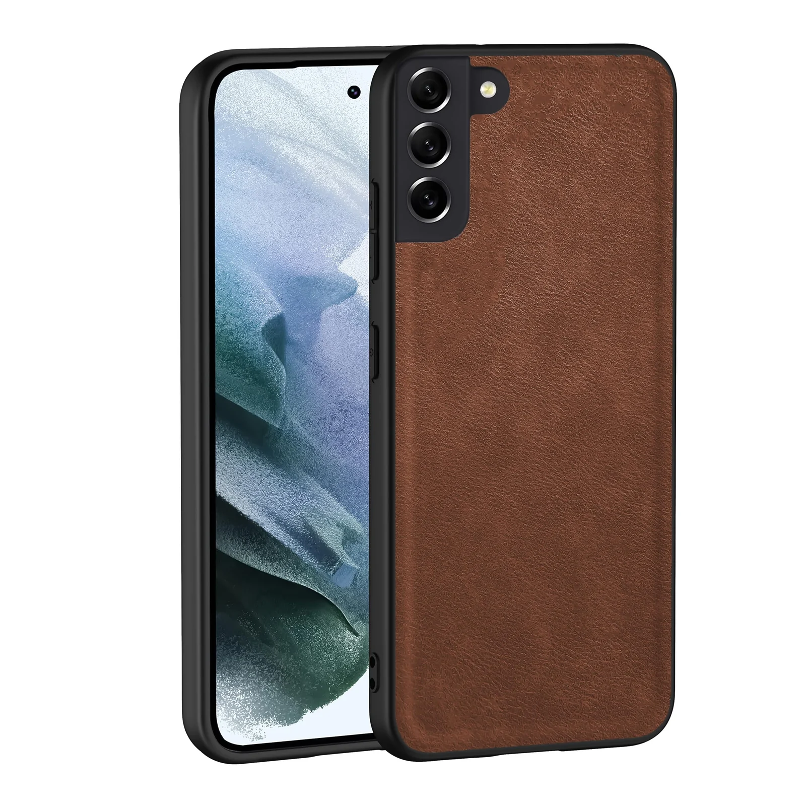 Dl3 Mobilak Case for Samsung Galaxy S21 FE 5G Leather Case,Anti-Drop, Anti-Shock, Non-Slip Texture,Simple Cell Phong Cover (Brown)