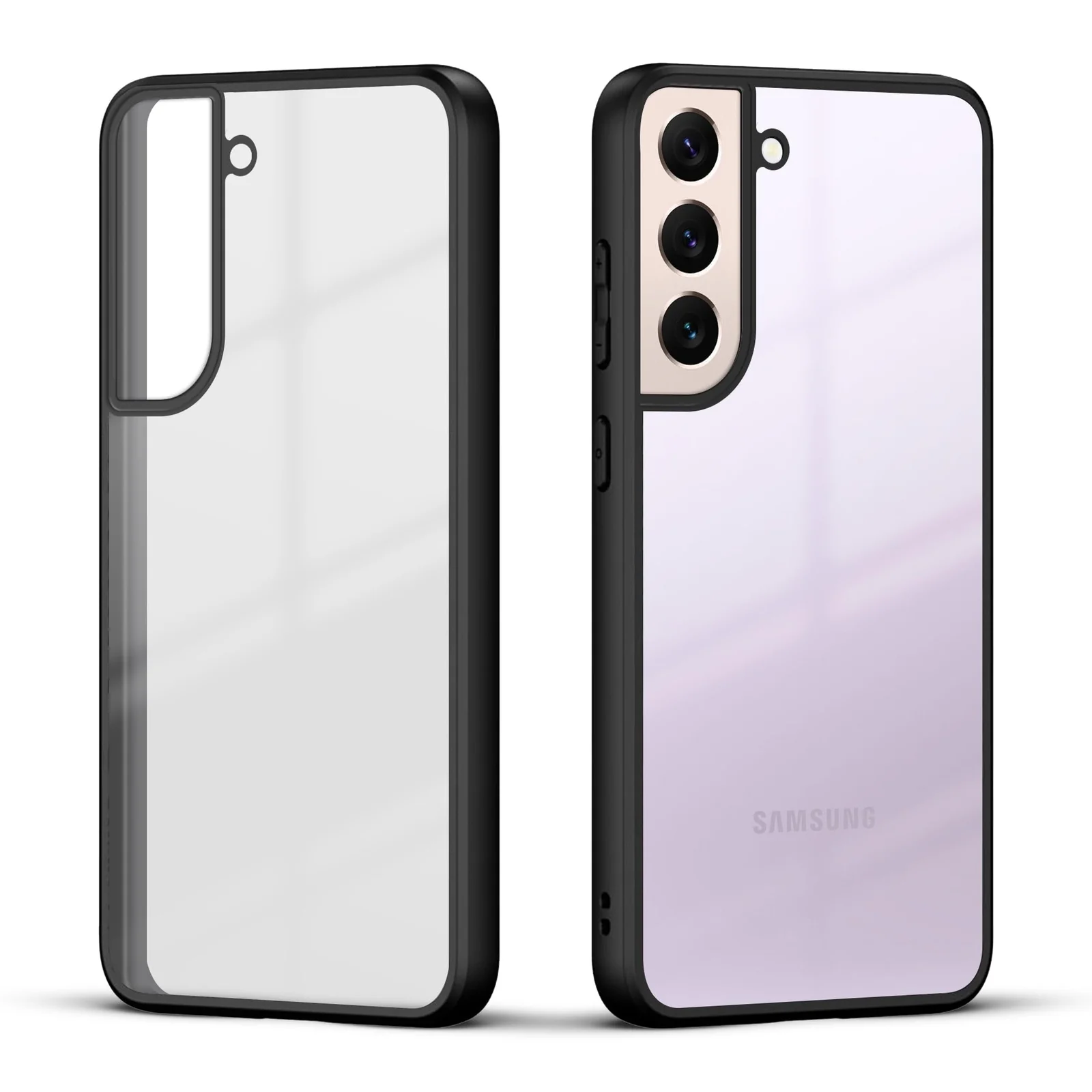 DL3 Mobilak Clear PC and TPU Protective Case for Samsung Galaxy S22 with Camera Protection and Military-Grade Protection - Black