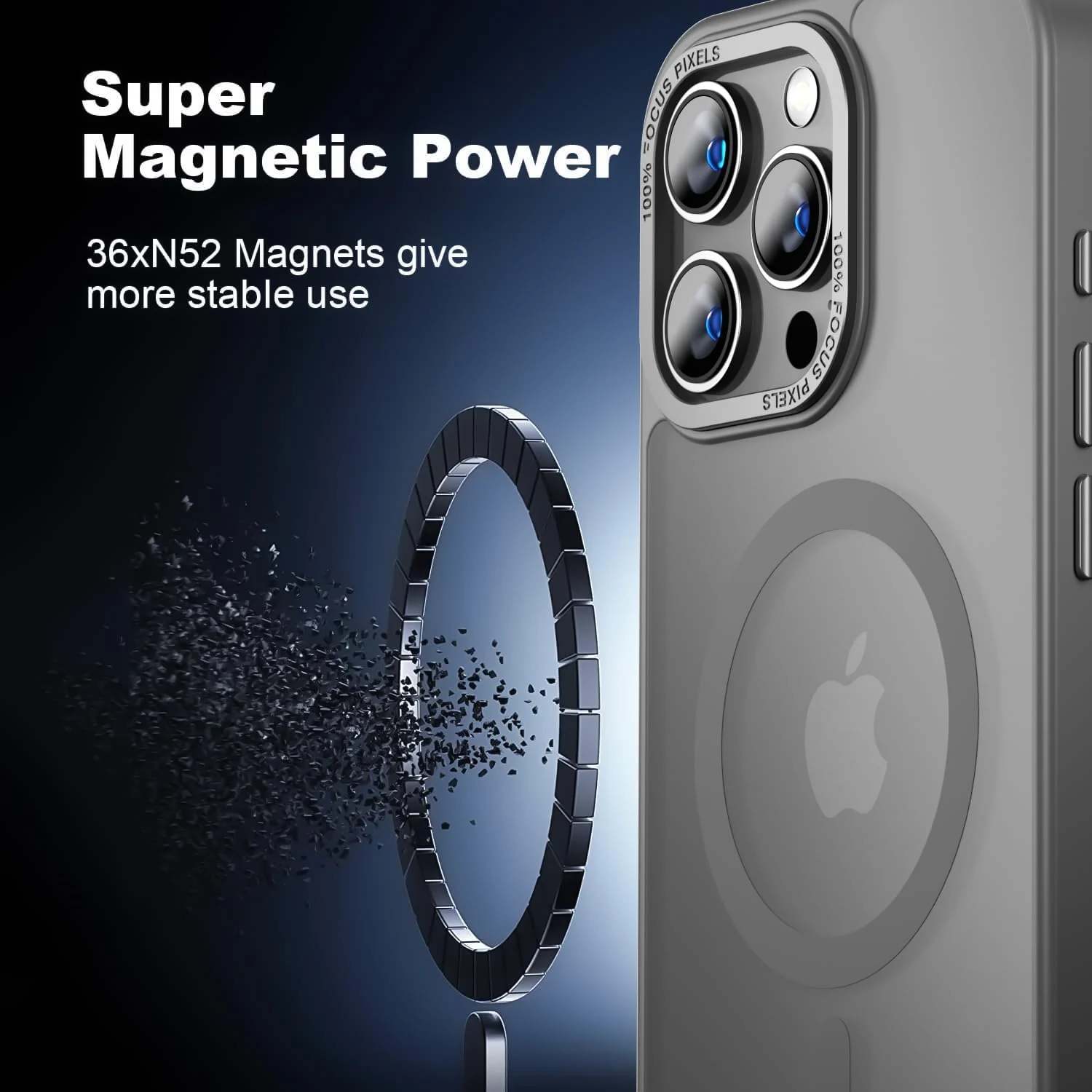DL3 Mobilak Translucent Matte Case for iPhone 14 Pro Max 6.7-inch, Compatible with MagSafe accessories, Supports wireless charging, Built-in magnetic car-mount support - Gray