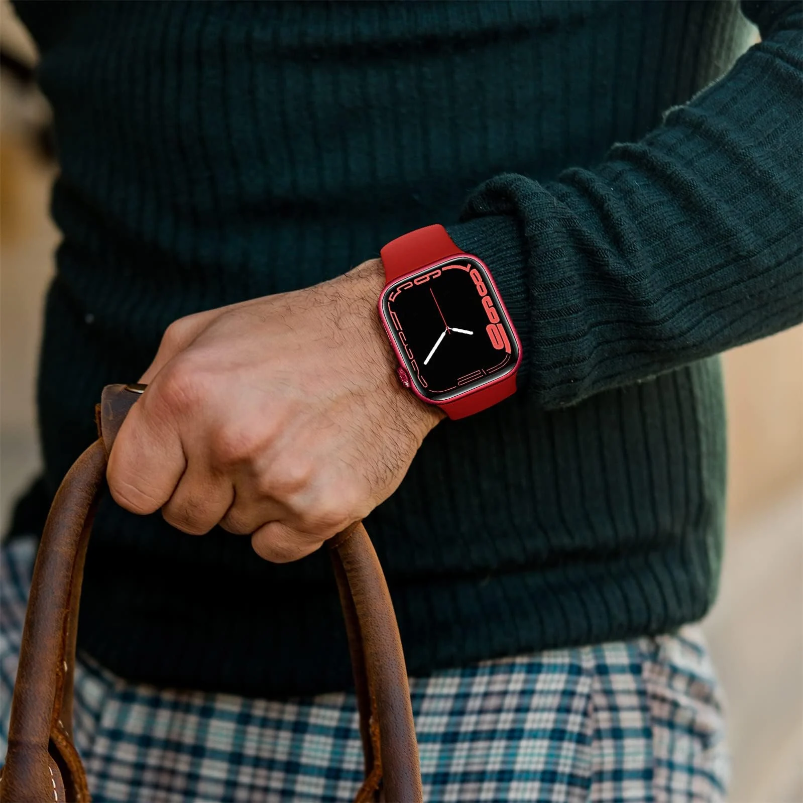 DL3 Mobilak Sport Band For Apple Watch Ultra 49mm 46mm 45mm 44mm 42mm, Soft Silicone Wristband Replacement Strap with Classic Clasp for iWatch Series 11 10 9 8 7 6 5 4 SE SE2 Ultra 3 2 1 for Women Men - Red, Unisex-adult