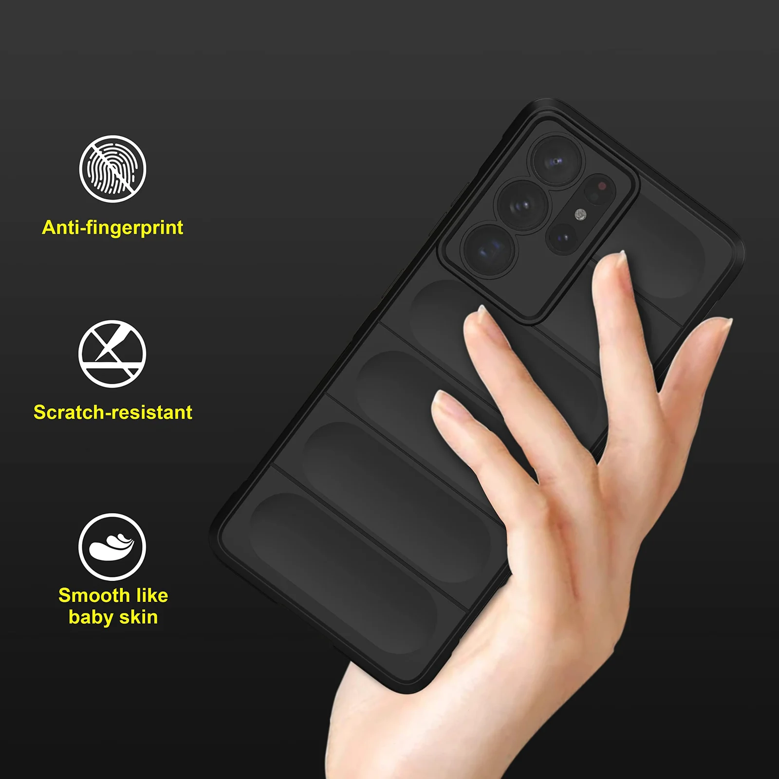 DL3 Mobilak Silicone Case for Samsung Galaxy S21 Ultra Heavy Duty Protective [Slim Fit] Shockproof Soft Flexible Protective Design Shock-Absorption TPU Cover With Camera Protection - Black