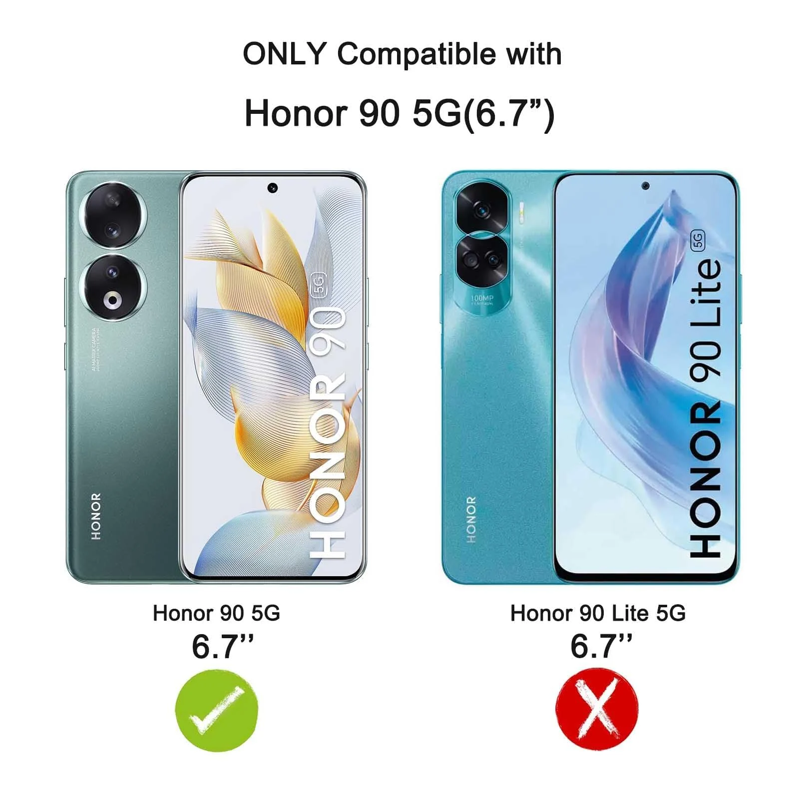 DL3 Mobilak Case Compatible with Honor 90 5G Case Crystal Soft TPU Gel Case Flexible Silicone Anti-Scratch Camera Protection TPU Cover - Clear