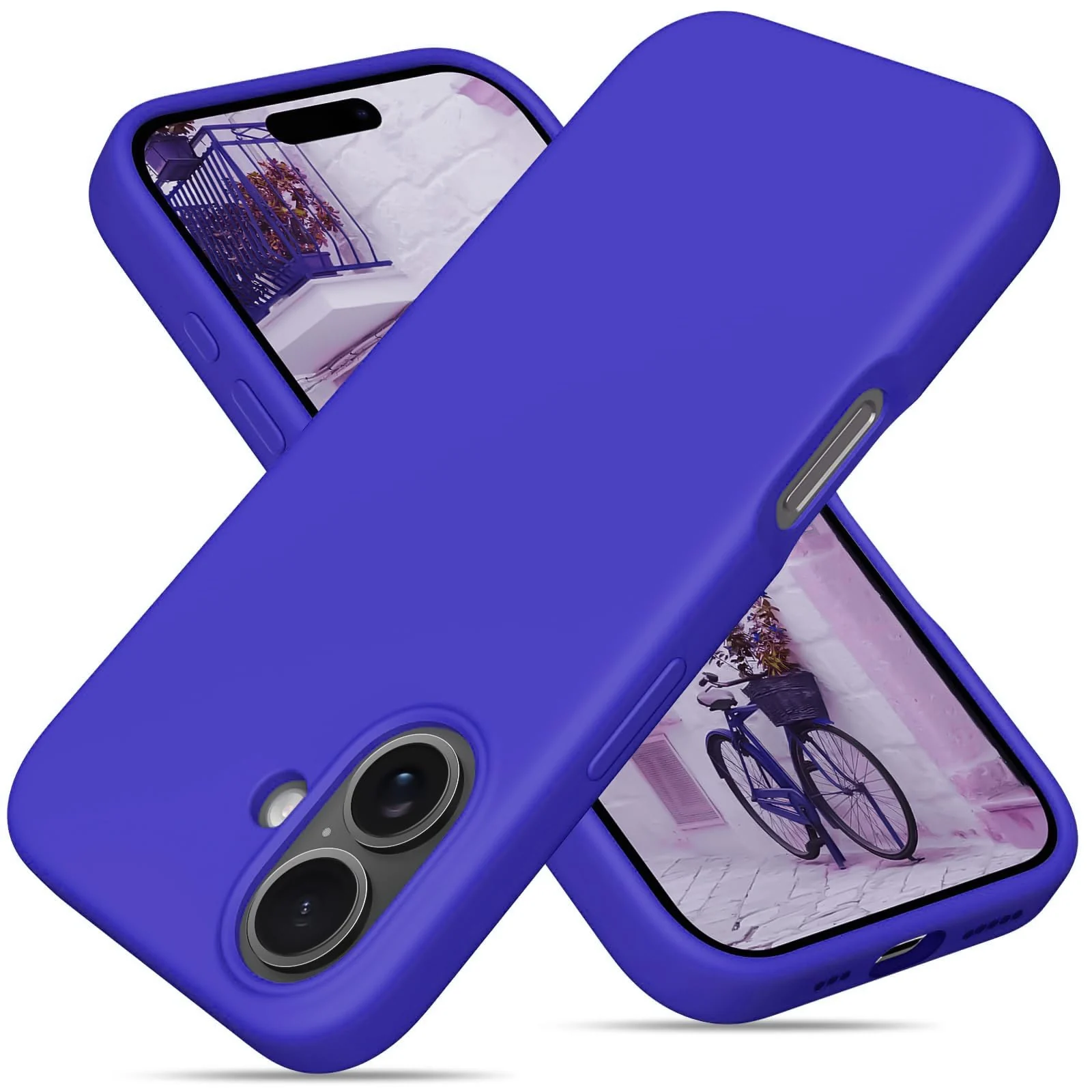 DL3 Mobilak Liquid Silicone Protective Case with Soft Microfiber Lining for iPhone 16 - Pepsi