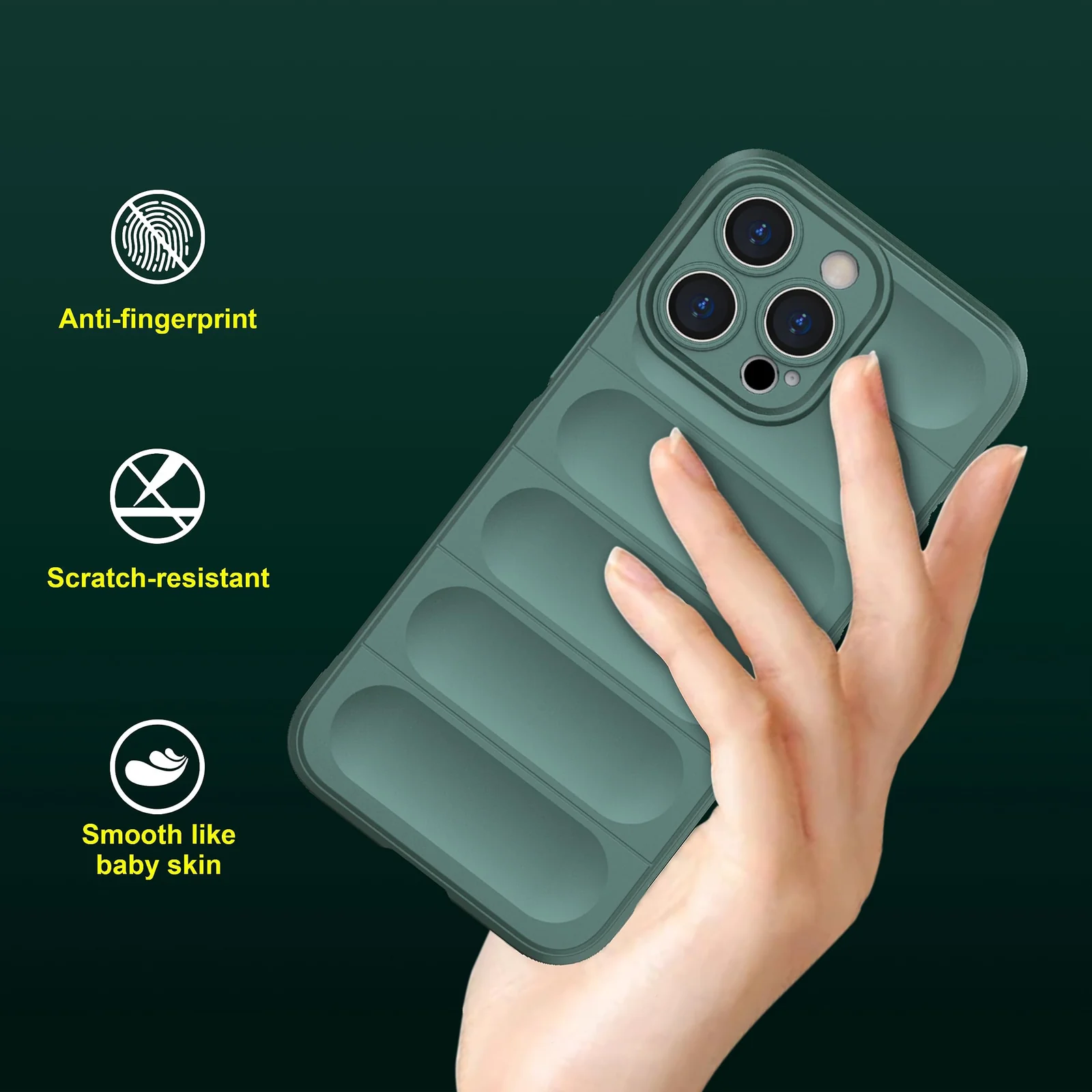 DL3 Mobilak Silicone Case for iPhone 14 Pro Max 6.7-Inch Heavy Duty Protective [Slim Fit] Shockproof Soft Flexible Protective Design Shock-Absorption TPU Cover With Camera Protection - Green