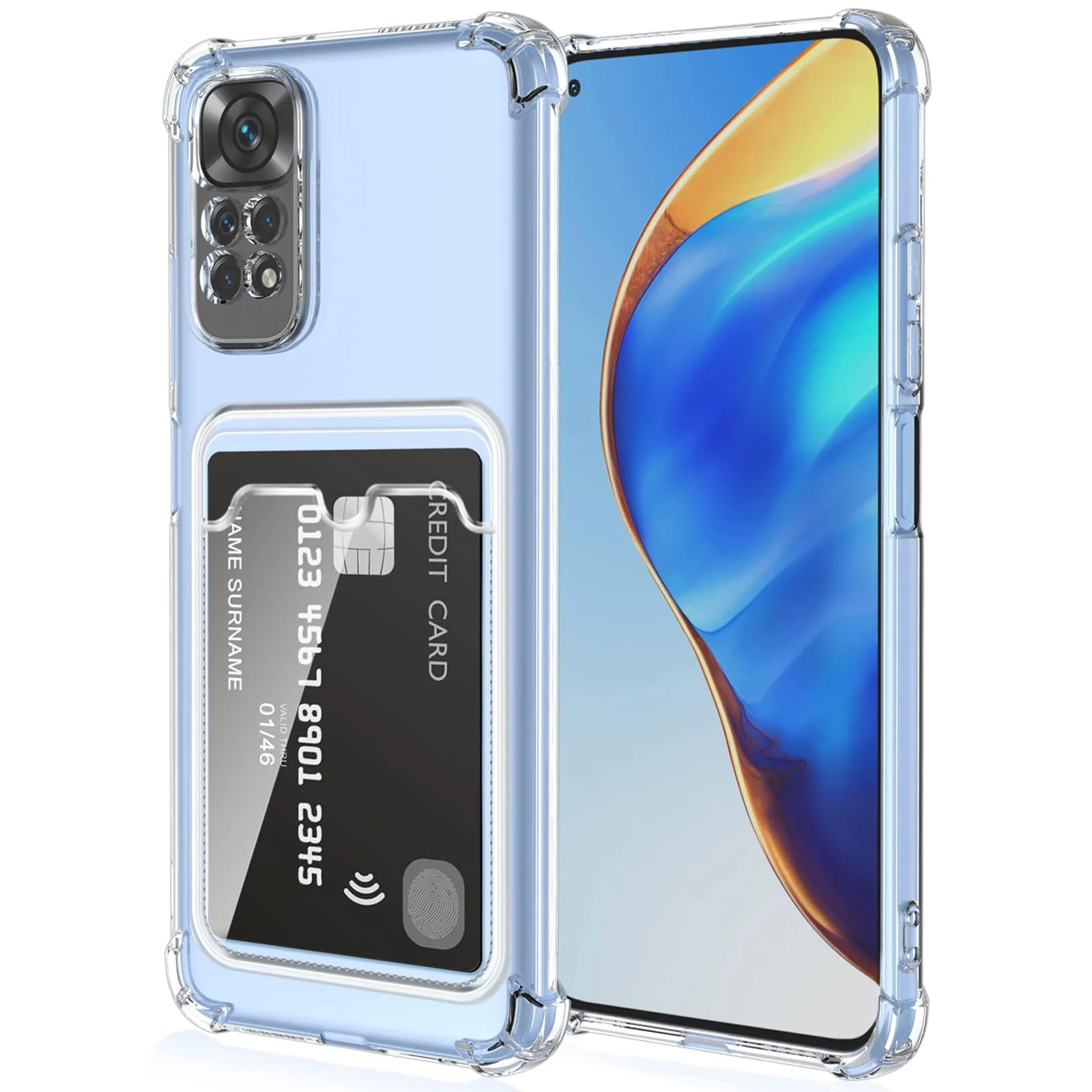DL3 Mobilak Xiaomi Mi 10T 5G/Mi 10T Pro 5G Case Clear Card Holder Back Wallet Crystal Transparent Soft TPU Shockproof Bumper Corner Drop Protection Phone Case Cover With Camera Lens Protection - Clear