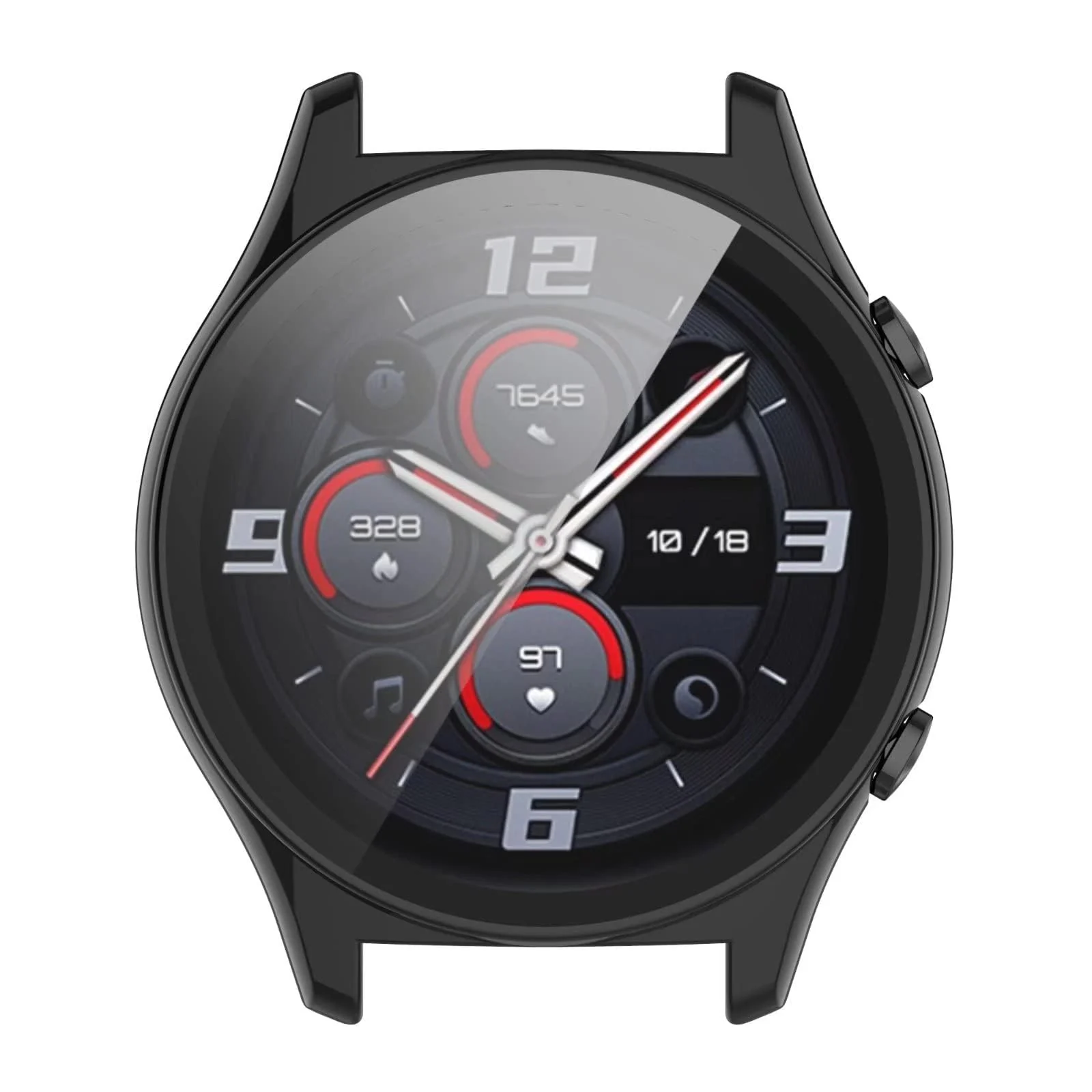 DL3 Mobilak Protective Case Compatible with Huawei Watch GT 2 46mm 9H Hardness PC Case Bumper Full Slim Protective Cover with Tempered Glass For Huawei Watch GT2 46mm - Black