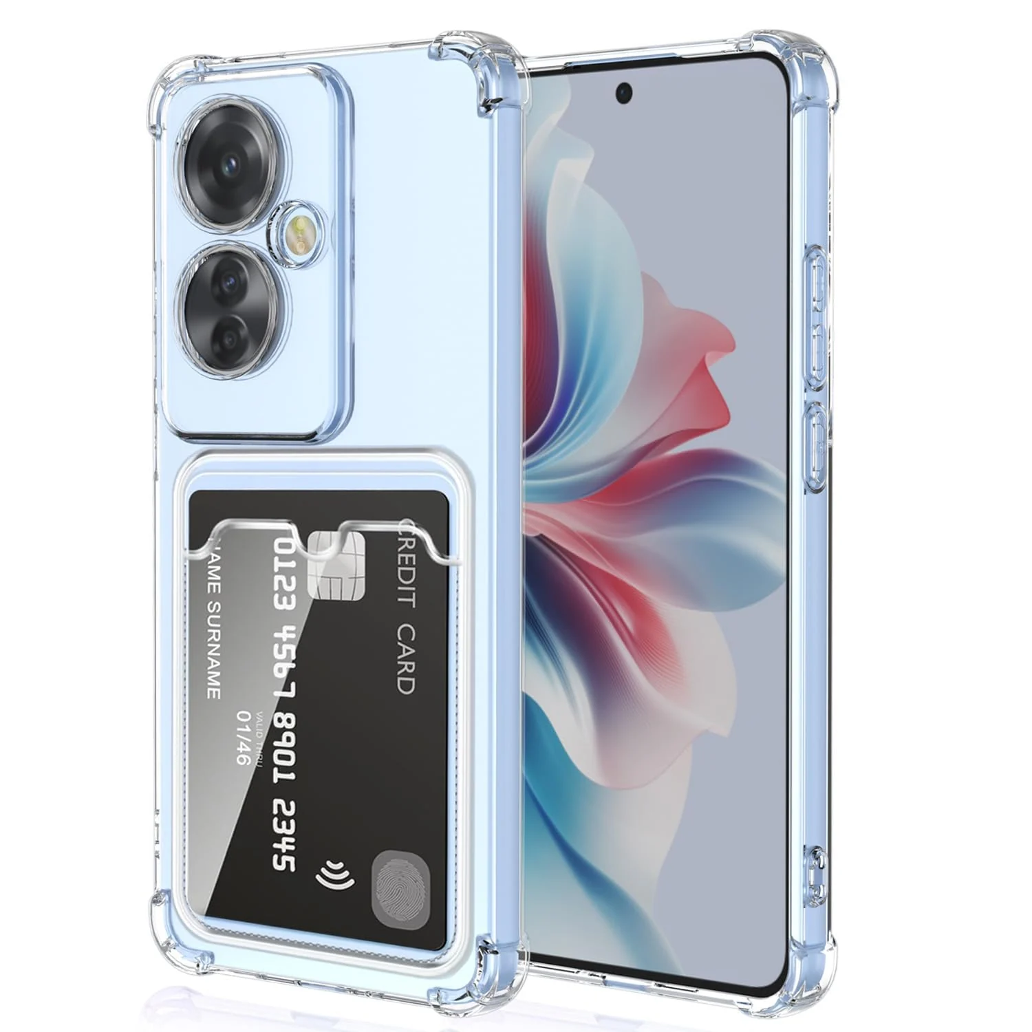DL3 Mobilak Clear TPU Wallet Case with Card Slot and Camera Protection for OPPO Reno 11F / Reno11 F 5G - Transparent