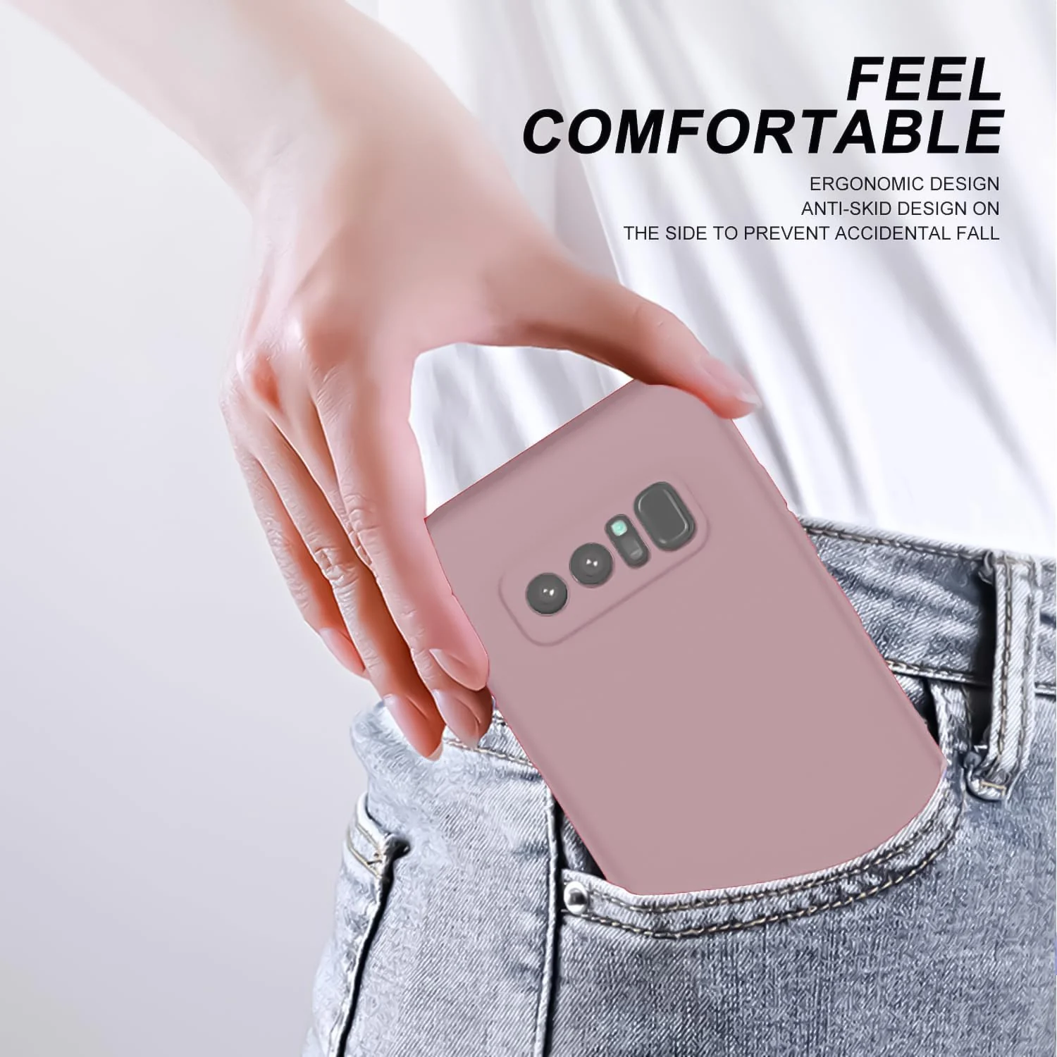 DL3 Mobilak Liquid Silicone Protective Case with Soft Microfiber Lining with Full Camera Protection for Samsung Galaxy Note 8 - Cashmere