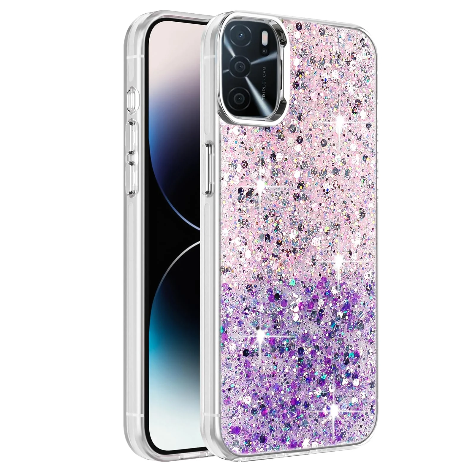 Oppo A16 / Oppo A16s / Oppo A54s — DL3 Mobilak Glitter Protective Case for OPPO A16 / OPPO A16s / OPPO A54s, Supports wireless charging, Camera protection, Shock-absorbing protection