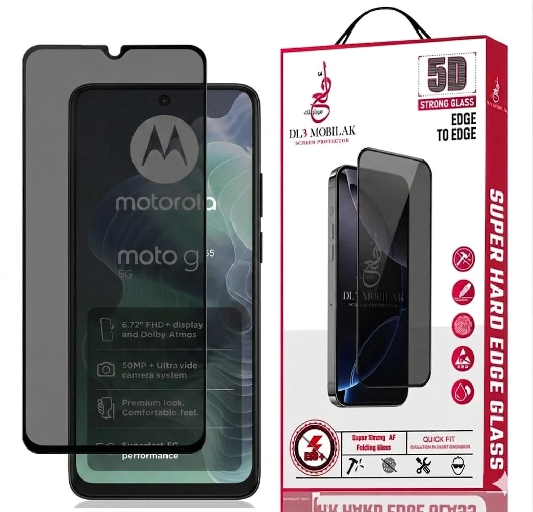 DL3 Mobilak Motorola Moto G35 Privacy Screen Protector, Does not support fingerprint, Anti-Spy 9H Hardness Tempered Glass Film [Case Friendly] [Bubble Free] - Black