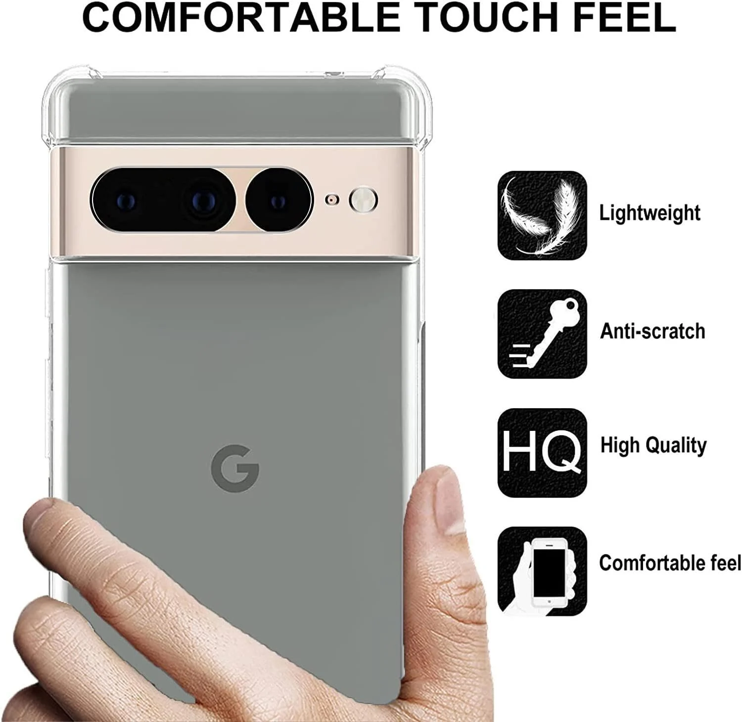 DL3 Mobilak Case Compatible with Google Pixel 7 Pro, Cover Silicone TPU Gorilla Anti-shock Protector Camera Shockproof Corners - Clear