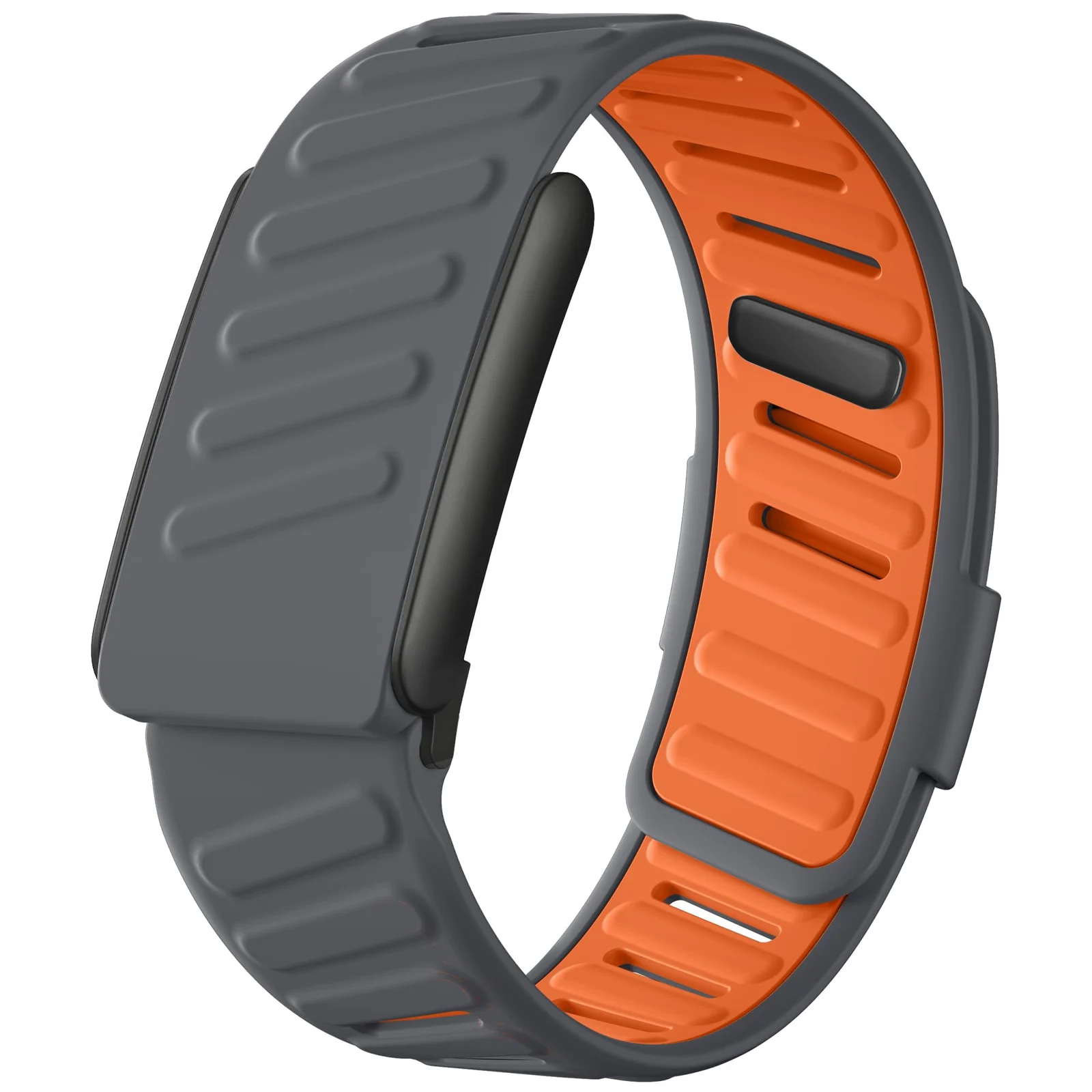 MOBIGON Breathable Silicone Sport Strap for WHOOP 5.0 One / Peak (Not Life), Gray / Orange