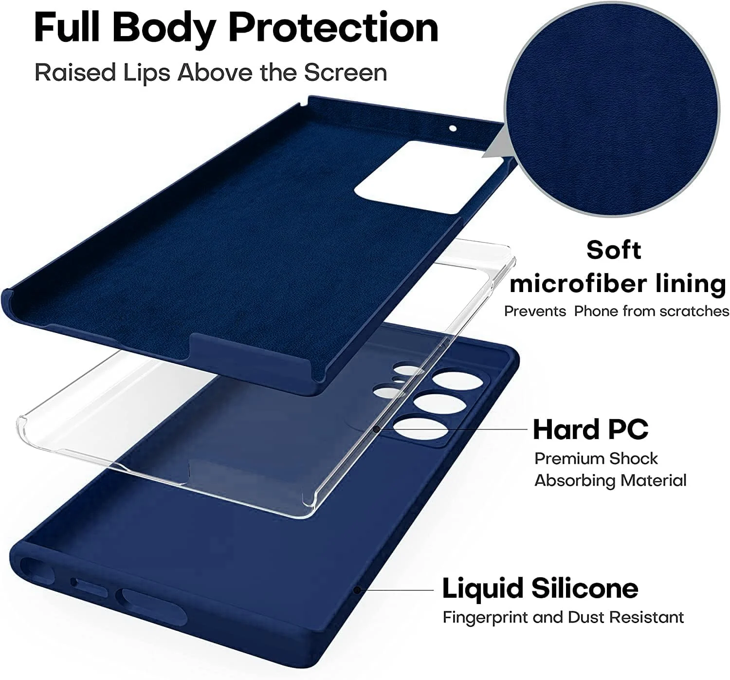 DL3 Mobilak Samsung Galaxy S24 Ultra Case, Soft Flexible Silicone Gel Rubber Bumper Cover, Full Body Shockproof Protective Phone Case - Blue