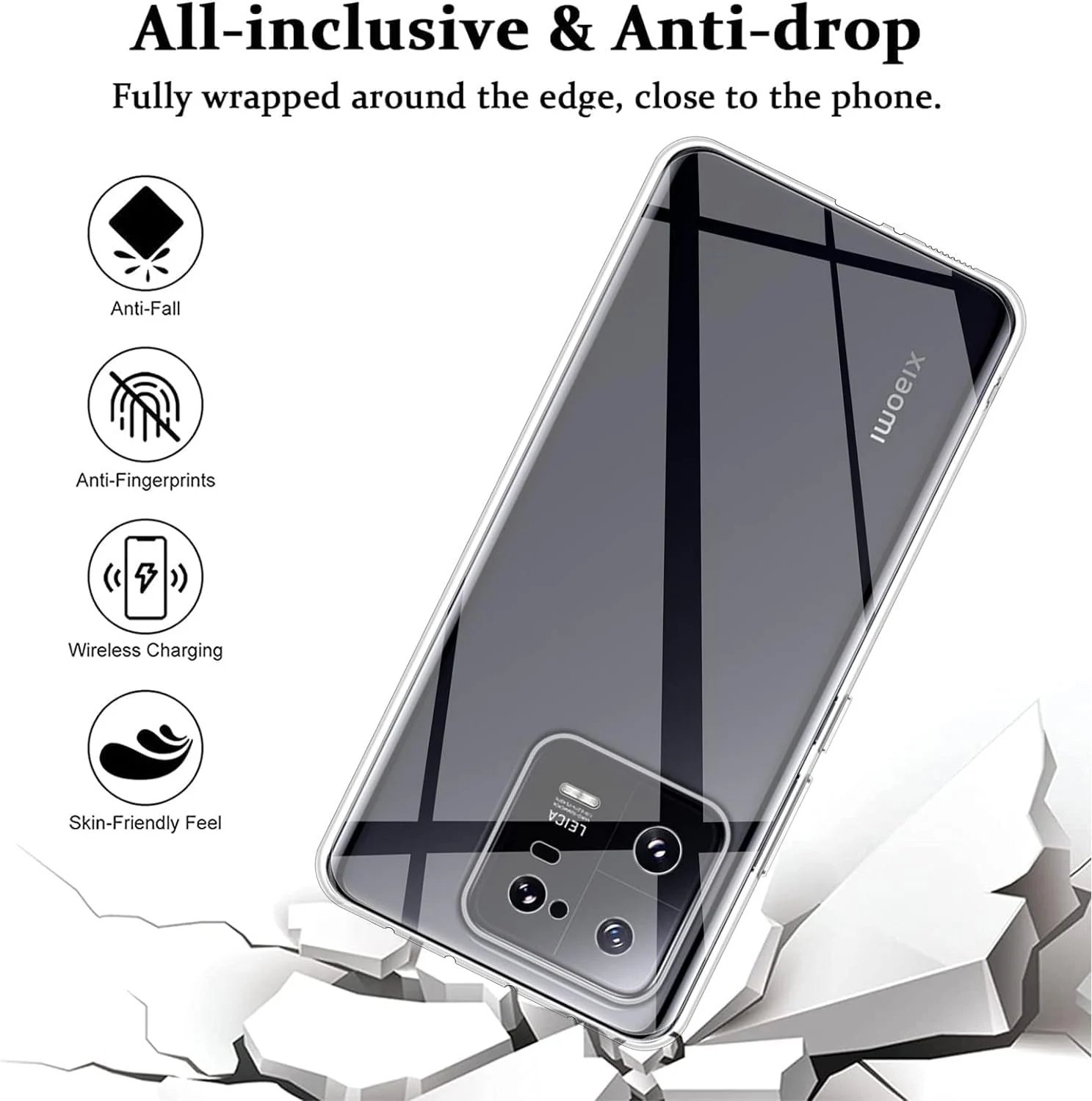 DL3 Mobilak Case Compatible with Xiaomi 13 Case Crystal Soft TPU Gel Case Flexible Silicone Anti-Scratch Camera Protection TPU Cover - Clear