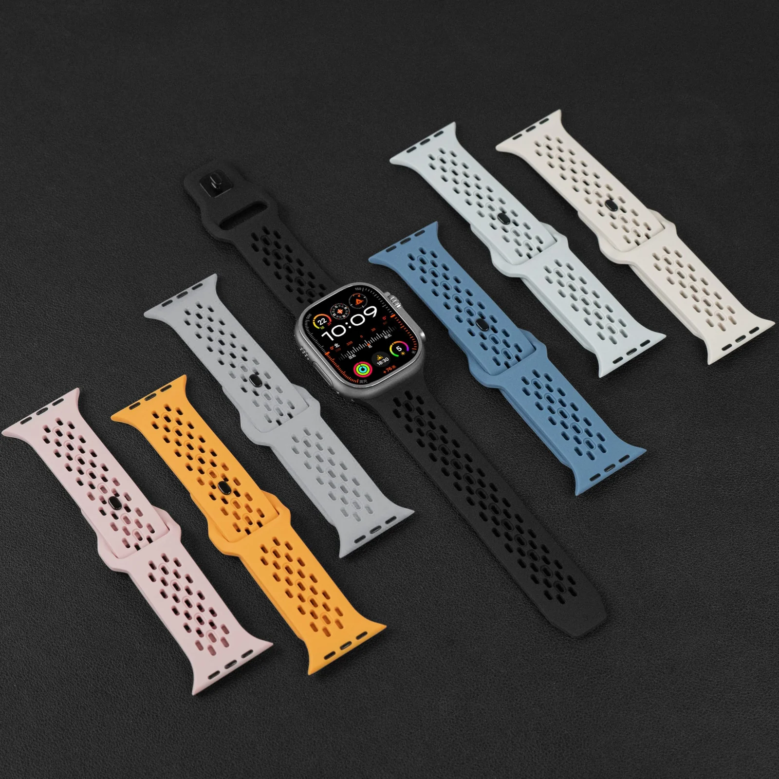 DL3 Mobilak Breathable Sport Band Compatible with Apple Watch 49mm 46mm 45mm 44mm 42mm, Soft Silicone Replacement Strap for iWatch Series 11 10 9 8 7 6 5 4 SE3 SE2 SE Ultra 3 2 1 - Light Gray