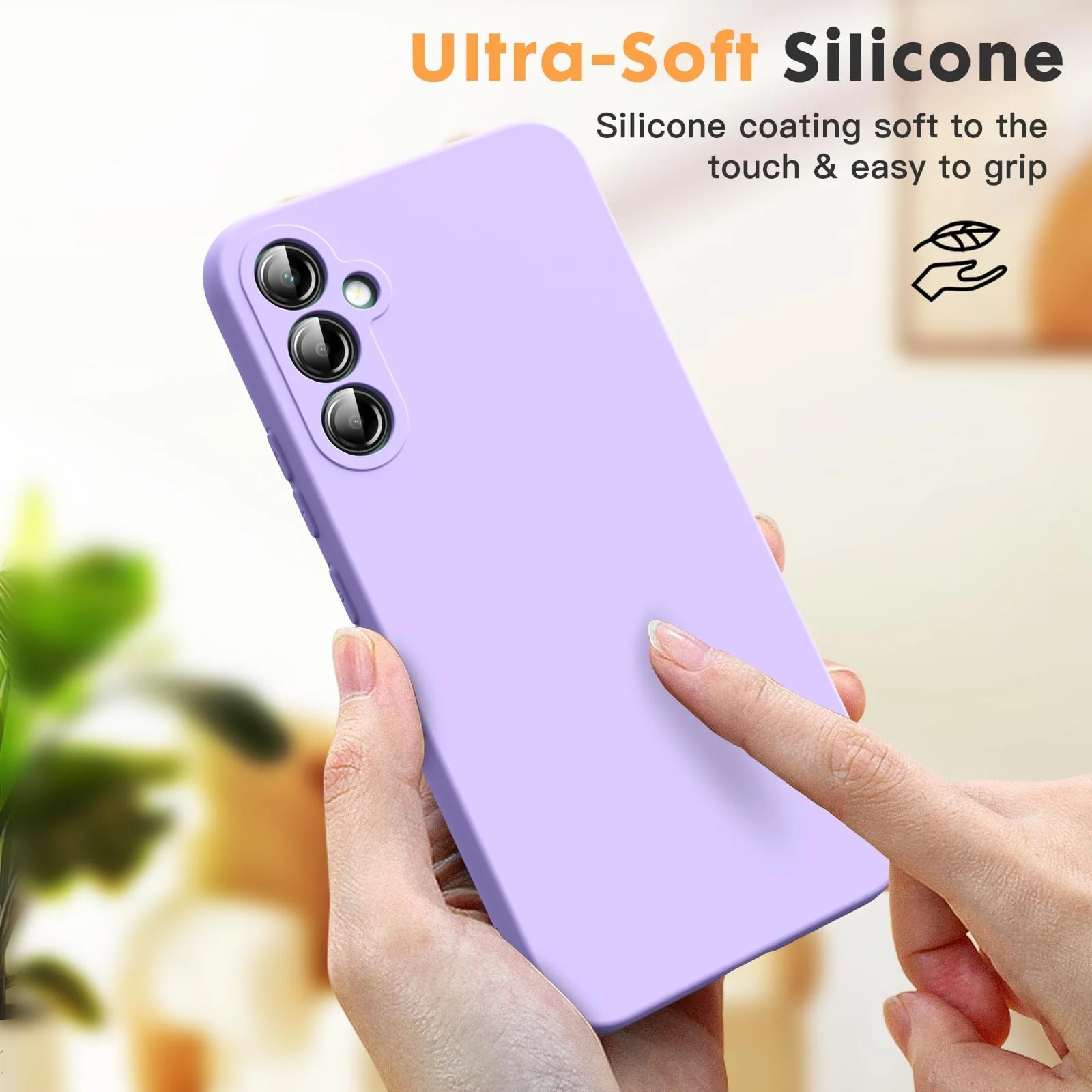 DL3 Mobilak Samsung Galaxy A14 5G Case, Soft Flexible Silicone Gel Rubber Bumper Cover, Full Body Shockproof Protective Phone Case - Lavnder
