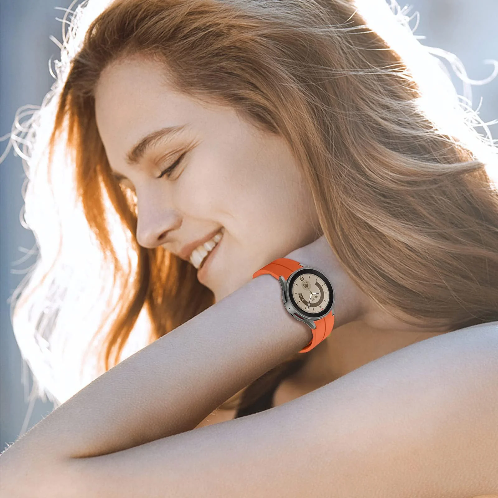 DL3 Mobilak 22MM Silicone Band Magnetic Clasp Strap For Xiaomi Redmi Watch 5 Active/5 Lite/Samsung Galaxy Watch 46mm/Watch 3 45mm/Gear S3/Huawei watch (GT6 GT5 GT4 GT3 GT2 GT 46MM)/GT6 - Orange