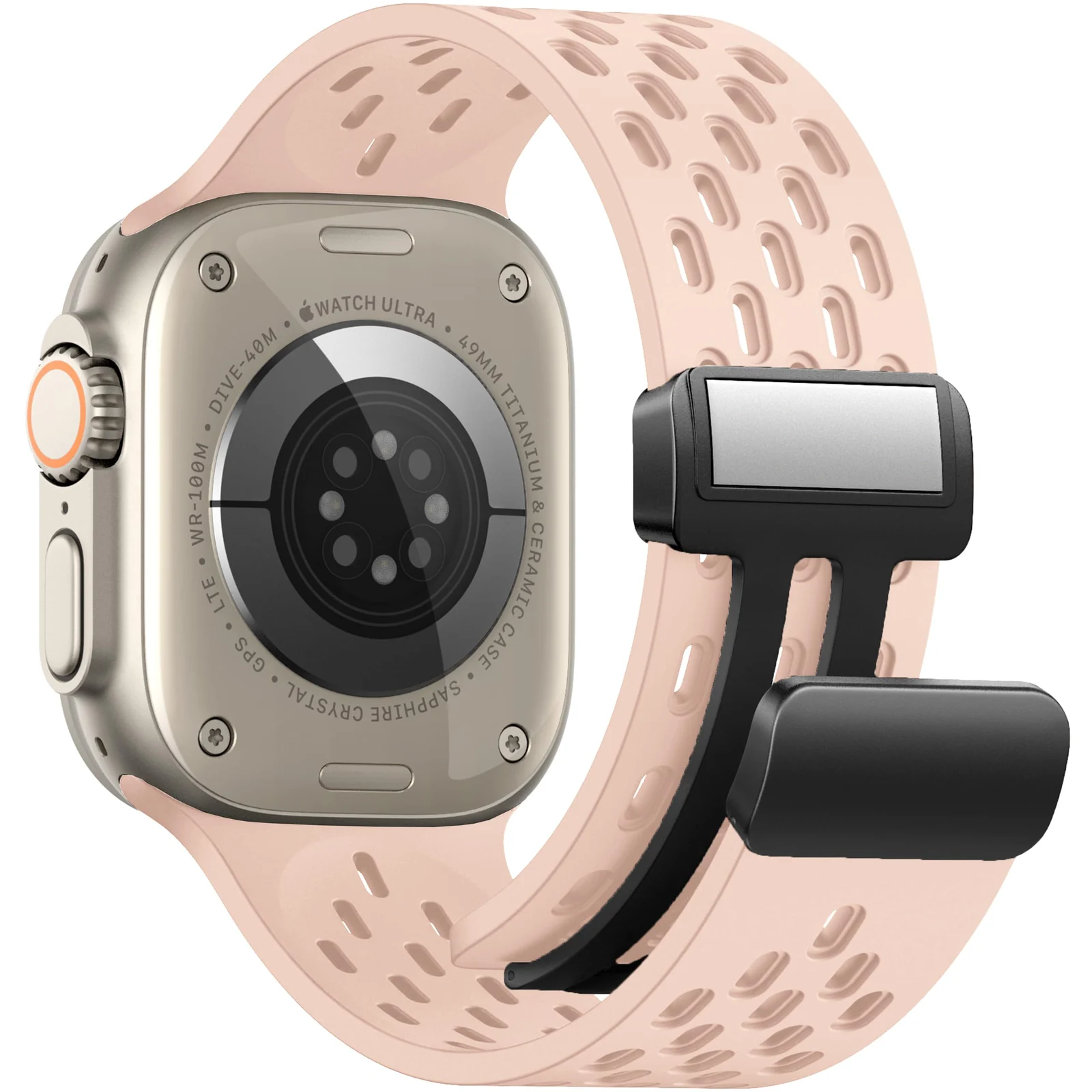 DL3 Mobilak Magnetic Bands for Apple Watch Band 49mm 45mm 44mm 42mm, Soft Silicone Magnetic Buckle Breathable Sport Watch Strap for iWatch Series SE2 SE 9 8 7 6 5 4 3 2 1 Ultra 2/Ultra - Pink