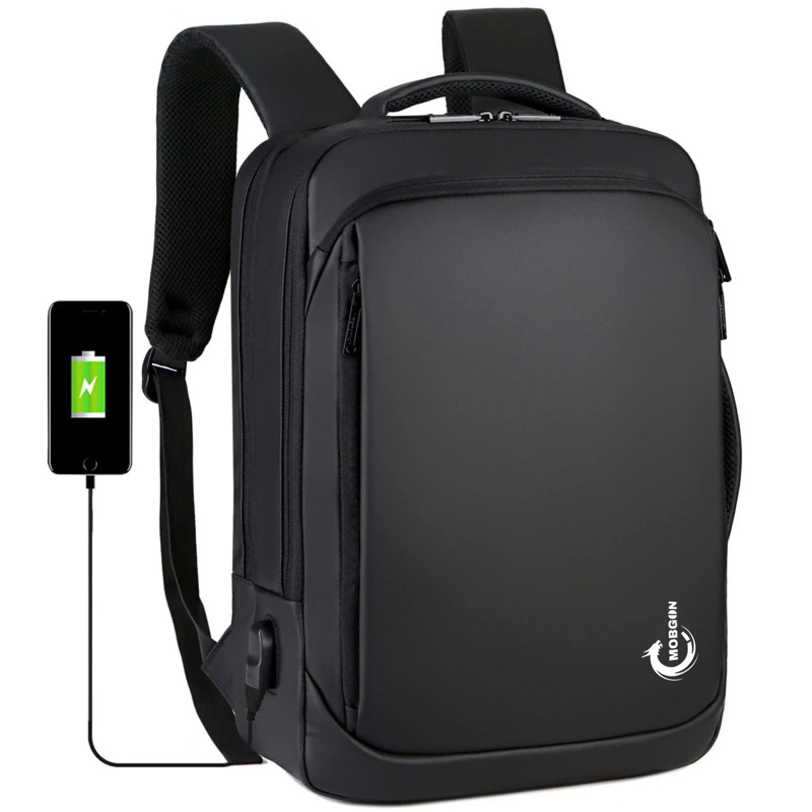 Mobigon Laptop Backpack 15.6 Inch, Business Slim Sturdy Laptops Backpack with USB Charging Port, Water Resistant Travel Backpack Computer Bag Gifts for Men & Women Fits, Surface, Notebook - Black