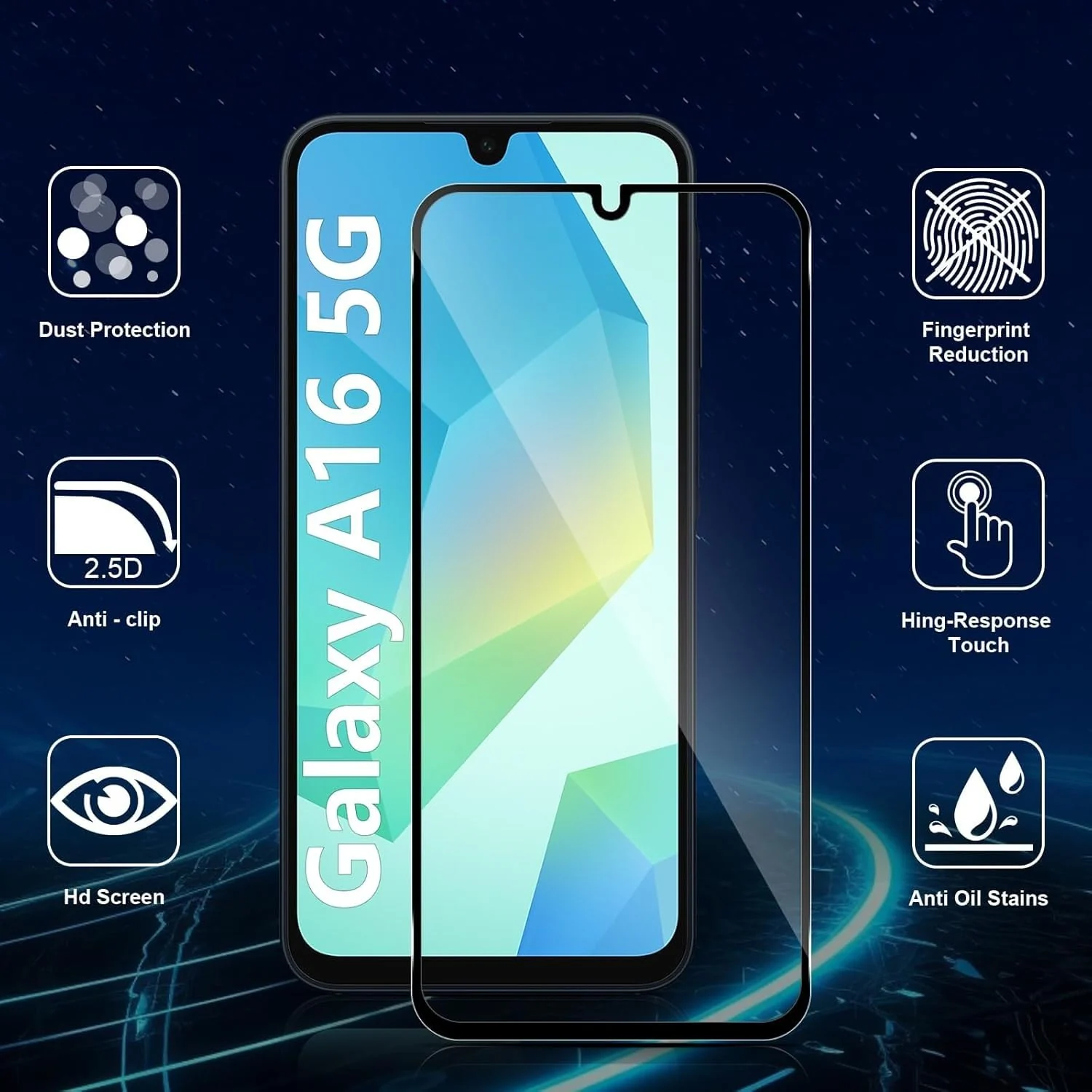 DL3 Mobilak for Samsung Galaxy A16 Tempered Glass Screen Protector, 9H Hardness Anti-Scratch Tempered Glass flim, Case Friendly, Anti-Scratch - Clear