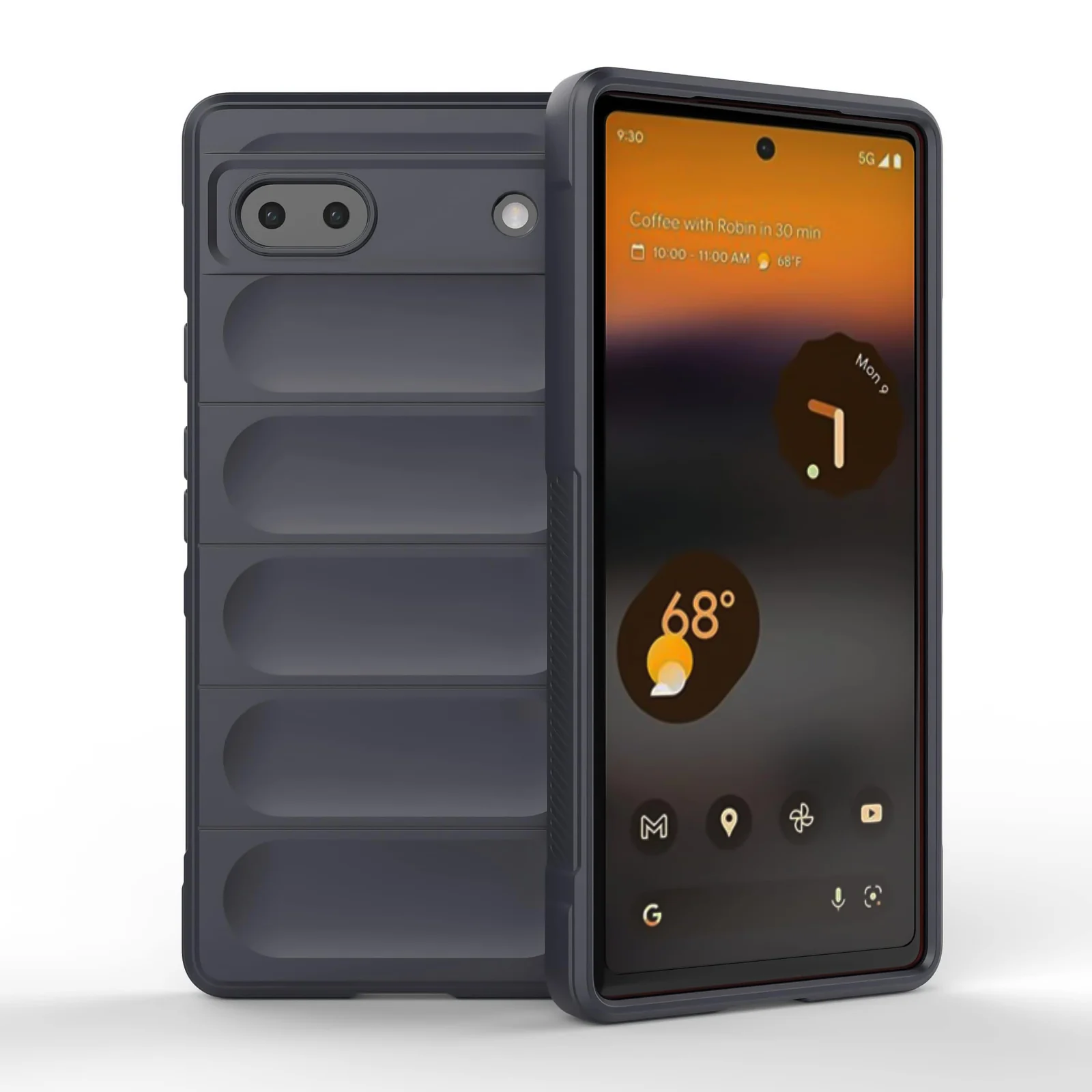 DL3 Mobilak Silicone Case for Google Pixel 6A Heavy Duty Protective [Slim Fit] Shockproof Soft Flexible Protective Design Shock-Absorption TPU Cover With Camera Protection - Dark Gray