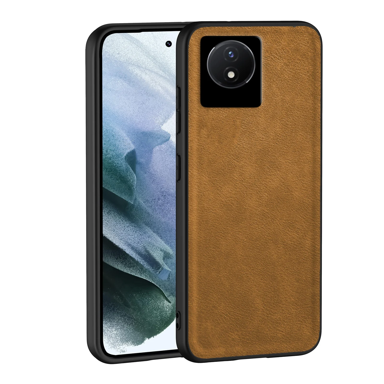Dl3 Mobilak Case for Vivo Y02 4G/Vivo Y02A 4G Leather Case,Anti-Drop, Anti-Shock, Non-Slip Texture,Simple Cell Phong Cover (Black)