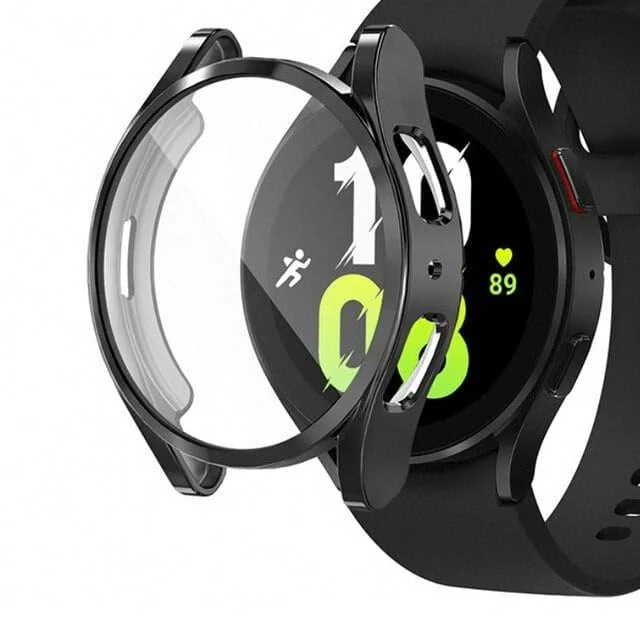 DL3 Mobilak Case Compatible with Samsung Galaxy Watch 4 44mm 2021 & Watch 5 44mm 2022 Case All-Around Screen Protector Watch Soft TPU Shockproof Cover Slim Guard Thin Bumper Shell Protector - Black