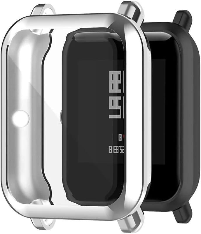 DL3 Mobilak Case Compatible with Amazfit GTS 2 Mini/Bip U Pro/Bip S/Bip Lite Case All-Around Screen Protector Watch Soft TPU Shockproof Cover Slim Guard Thin Bumper Shell Protector - Silver