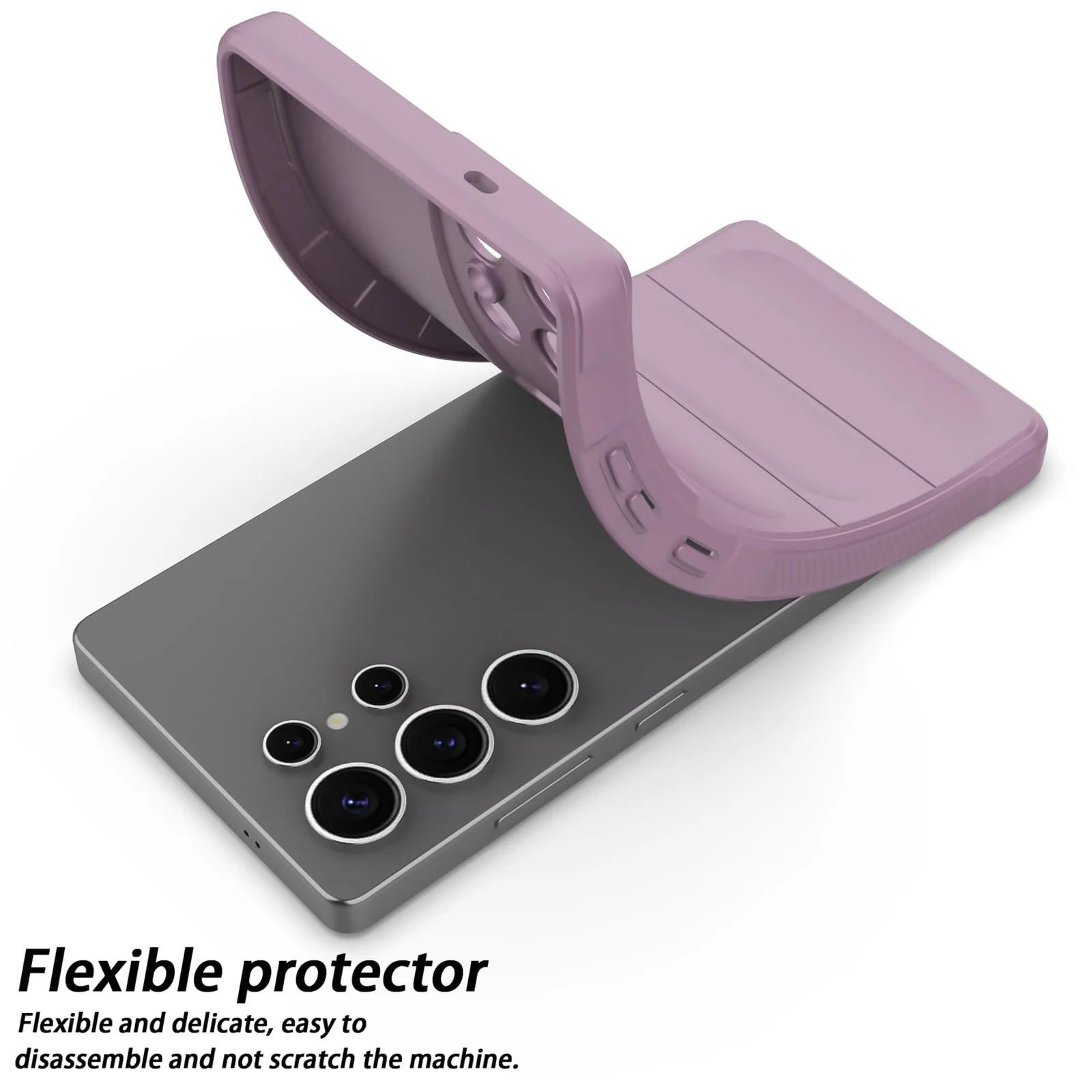 DL3 Mobilak Flexible Silicone and TPU Protective Case with Camera Protection for Samsung Galaxy S25 Ultra - Purple