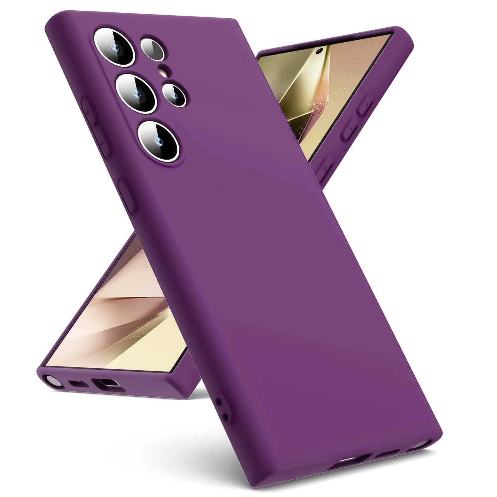 DL3 Mobilak Liquid Silicone Protective Case with Soft Microfiber Lining with Full Camera Protection for Samsung Galaxy S23 Ultra - Violet