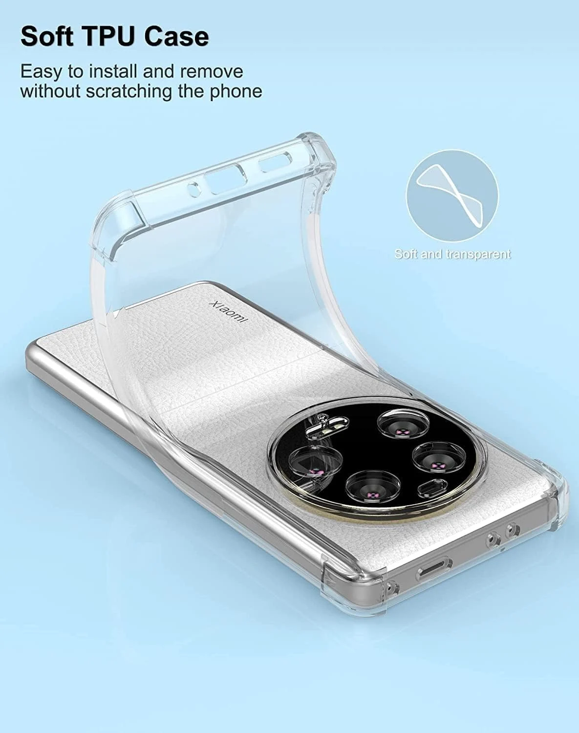 DL3 Mobilak Case Compatible with Xiaomi 13 Ultra, Cover Silicone TPU Gorilla Anti-shock Protector Camera Shockproof Corners - Clear
