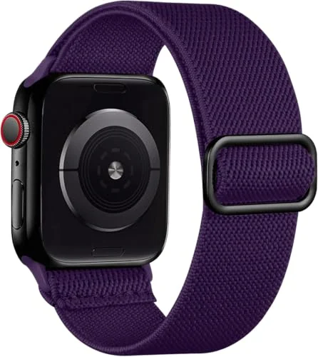 Stretchy Solo Loop Compatible with Apple Watch Ultra Band 44MM 40MM 41MM 45MM 46MM 38MM 49MM 42MM, Soft Nylon Sport Strap for iWatch Series 10 9 8 7 6 5 4 SE (38MM/40MM/41MM, violet)
