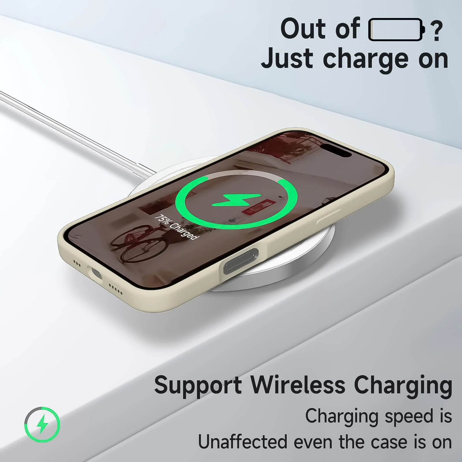 DL3 Mobilak Liquid Silicone Case for iPhone 17 6.3-Inch, Supports wireless charging, Shock-absorbing protection, Scratch-resistant surface - Cream