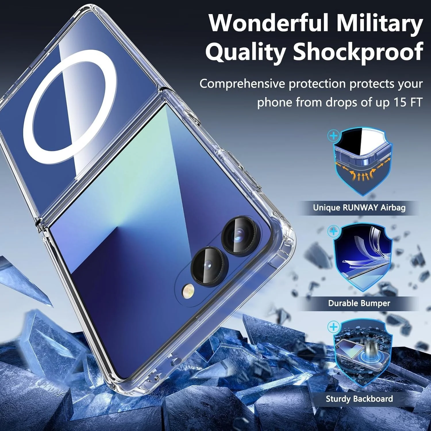 DL3 Mobilak for Samsung Galaxy Z Flip 7 Case, Compatible with MagSafe Shockproof Protection Yellowing Resistant Magnetic Phone Case for Galaxy Z Fold 6 5G (2024) - Clear