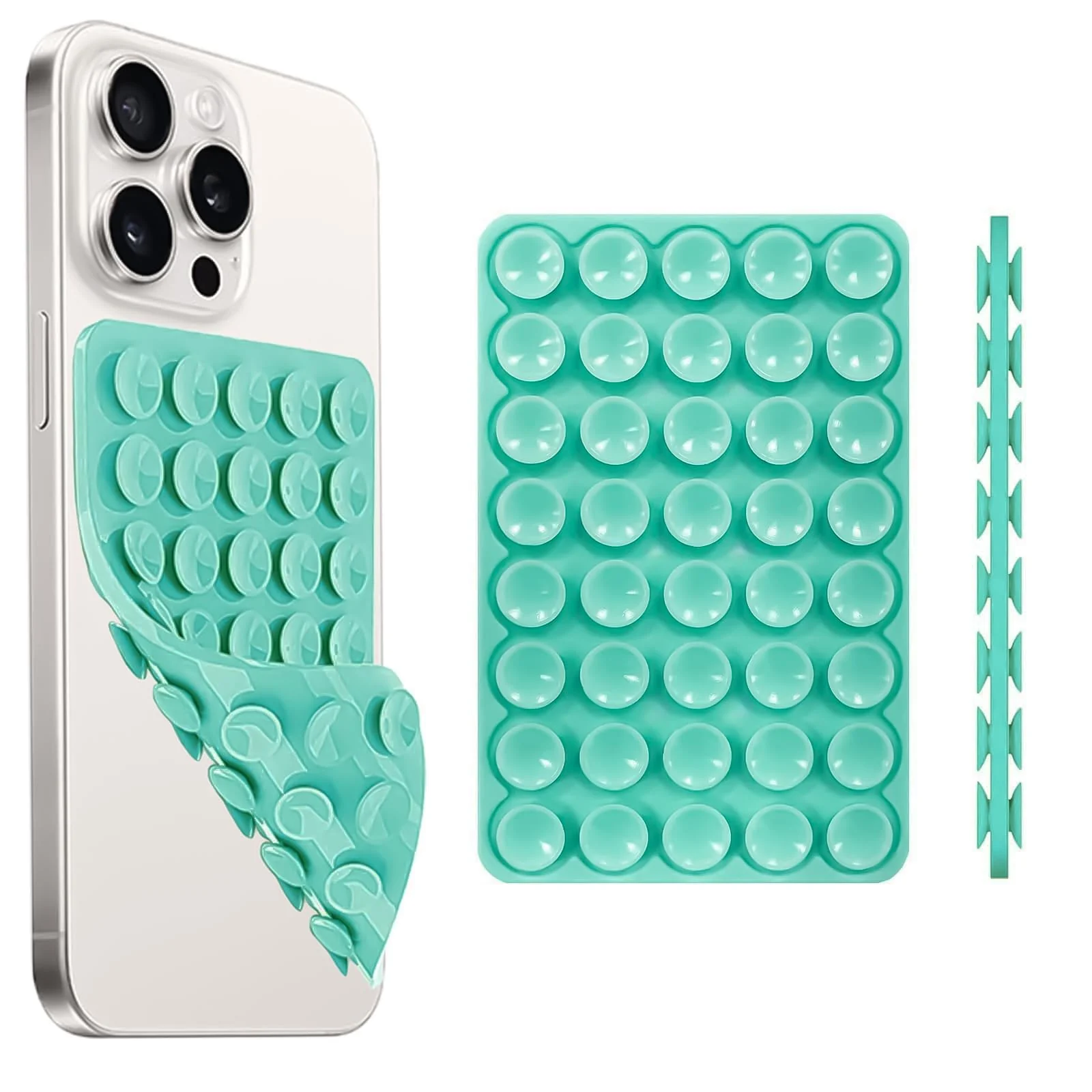 DL3 Mobilak Silicone Suction Cup Phone Mount for iPhone and Android, Double-sided suction design, Hands-free phone support, Strong suction grip - Light Green