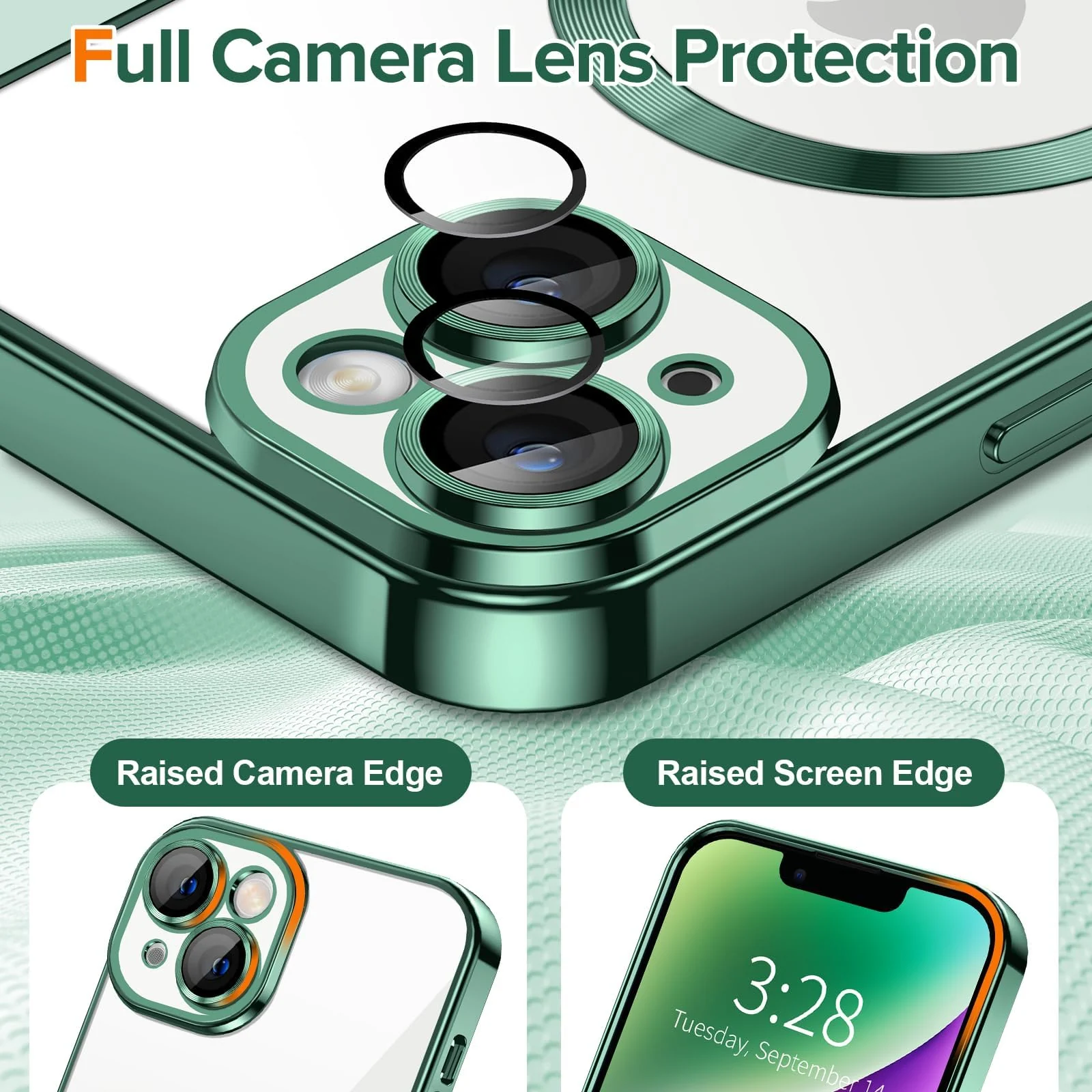 DL3 Mobilak Clear MagSafe-Compatible Magnetic Case for iPhone 13 (6.1 Inch) with Camera Protection - Green