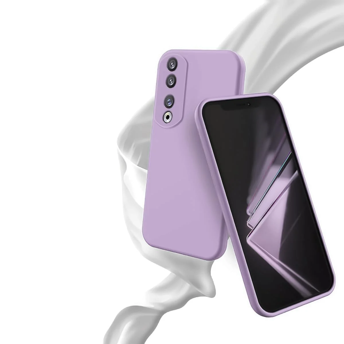 DL3 Mobilak Soft Silicone Protective Case for Honor 90 with Microfiber Lining and Shockproof Design - Lavender