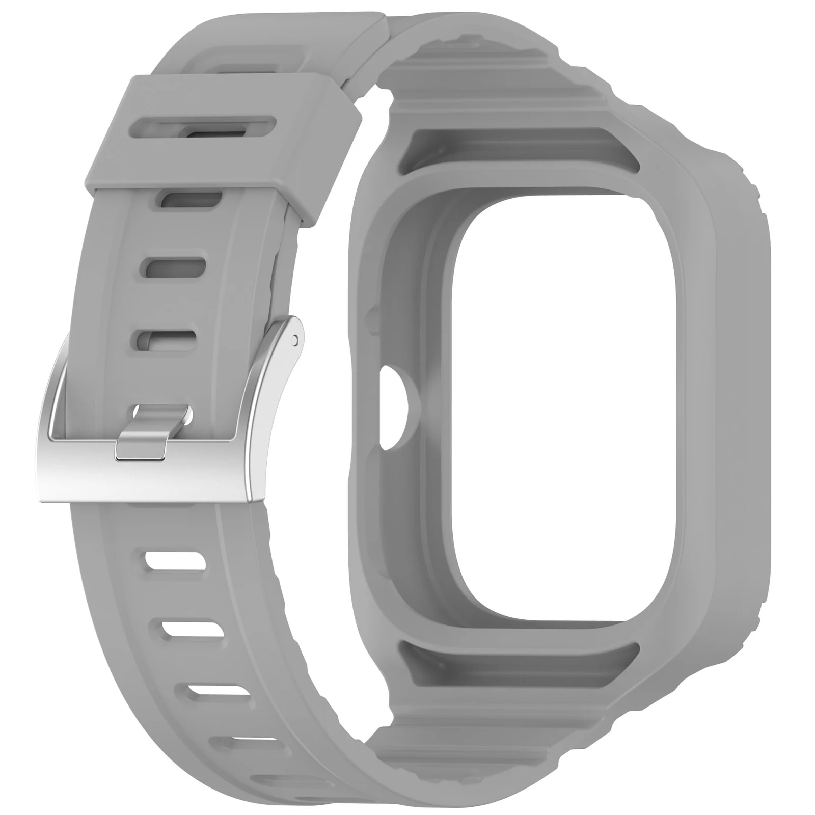DL3 Mobilak Strap With Cover Compatible with Xiaomi Redmi Watch 4, Silicone Sport Band Replacement Watchband with Bumper Case for Redmi Watch 4, Adjustable Wristband - Gray