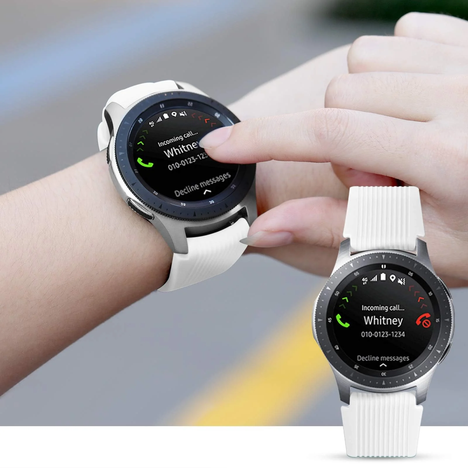 DL3 MOBILAK Silicone Bands 22MM Strap Compatible with Samsung galaxy watch3 45mm/galaxy 46mm/Gear S3/Huawei watch GT3 46MM/GT2E/GT2 Pro/GT GT2 46MM/Honor Magic Watch2 46mm/Amazfit GTR 2/2e/3/4 - White