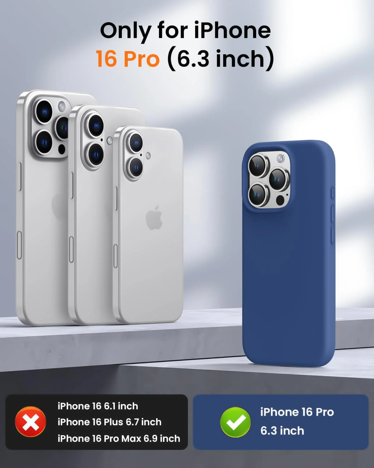 DL3 Mobilak Liquid Silicone Case for iPhone 16 Pro 6.3-inch, Supports wireless charging, Shock-absorbing protection, Scratch-resistant surface - Royal Blue