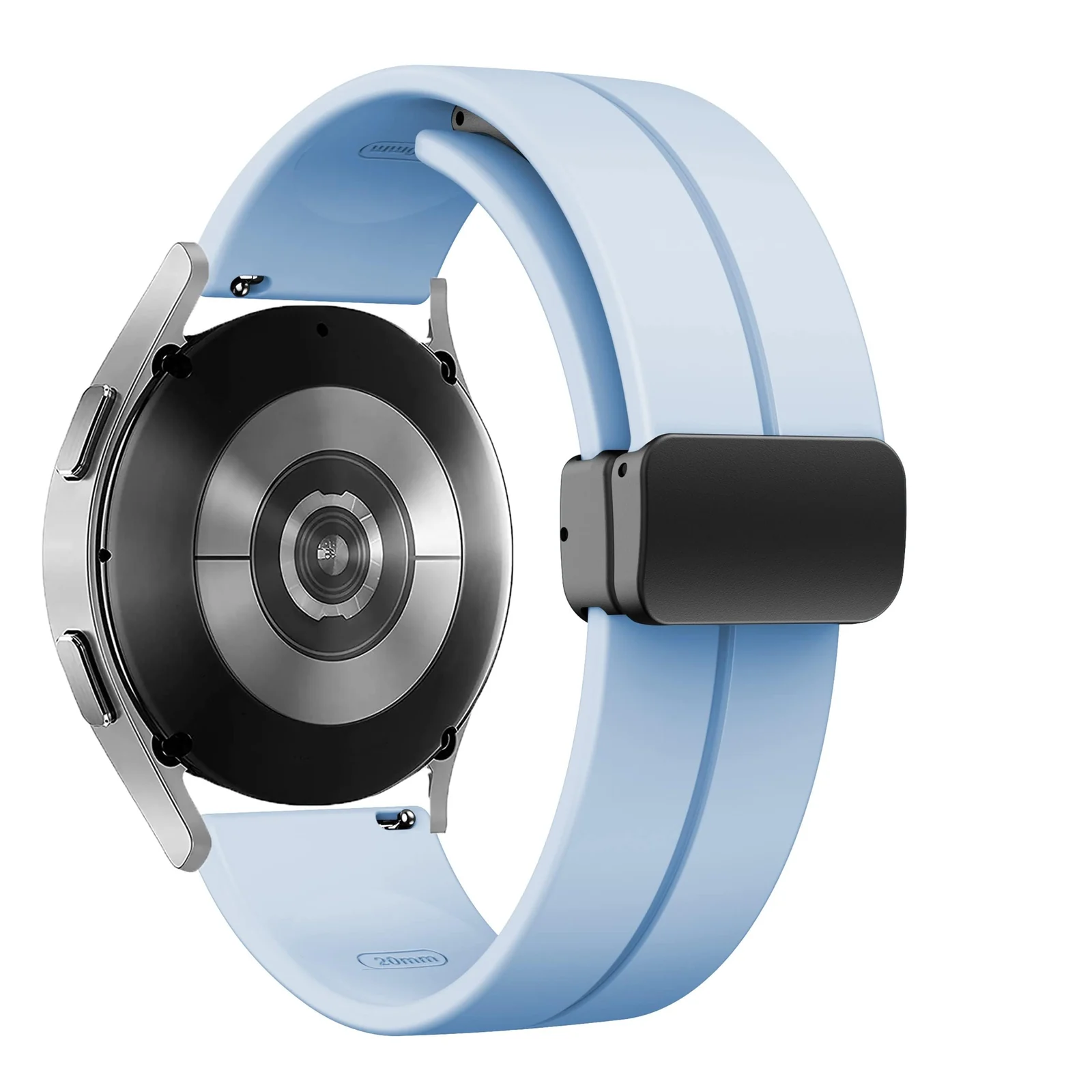 DL3 Mobilak Strap Silicone Magnetic Clasp 20MM Band for Samsung Gear Sport/Watch 4/5/5 Pro/S2 Classic/Active 2 40mm 44mm/Amazfit GTS 3/4/4 Mini/Bip 3/GTS 2 Mini/2e/Bip - Light Blue