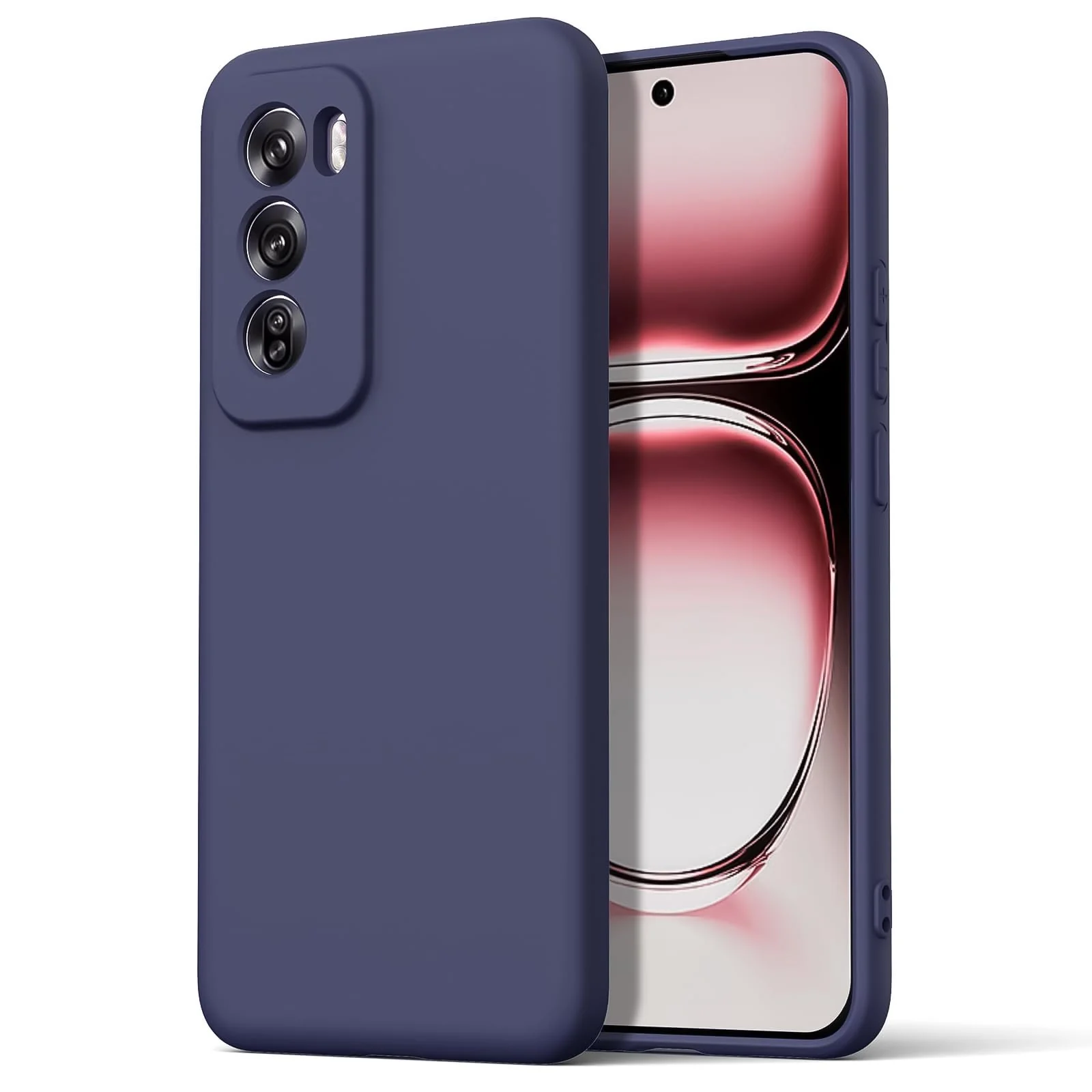 DL3 Mobilak Liquid Silicone Protective Case for OPPO Reno 12 5G with Camera Protection and Microfiber Lining - Dark Blue
