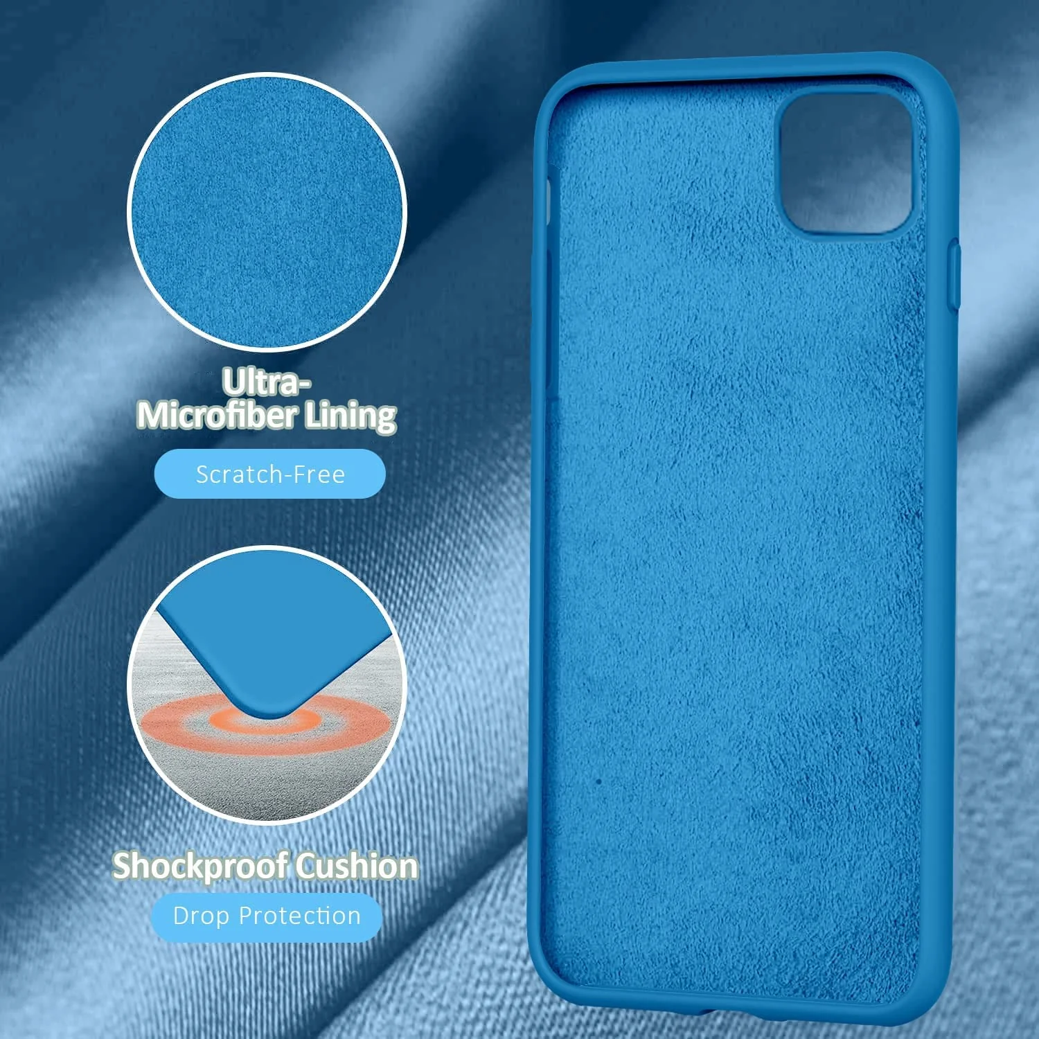 DL3 Mobilak Liquid Silicone Case for iPhone 11 (6.1 Inch), Shock-absorbing protection, Scratch-resistant surface, Soft microfiber lining - Skay Blue