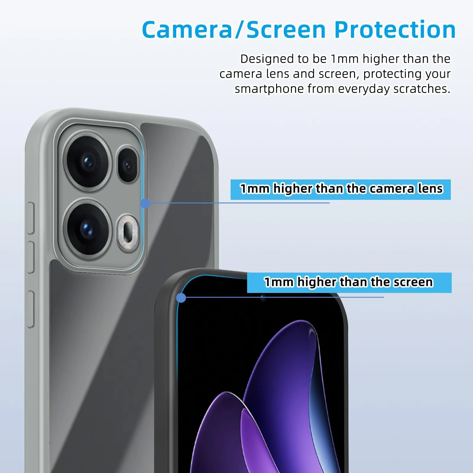 DL3 Mobilak Compatible with OPPO Reno 13 5G / OPPO Reno13 5G Case Transparent, Military-Grade Shockproof Anti-Yellowing, Slim Protective Phone Case Full Bumper Cover With Camera Protective - Gray