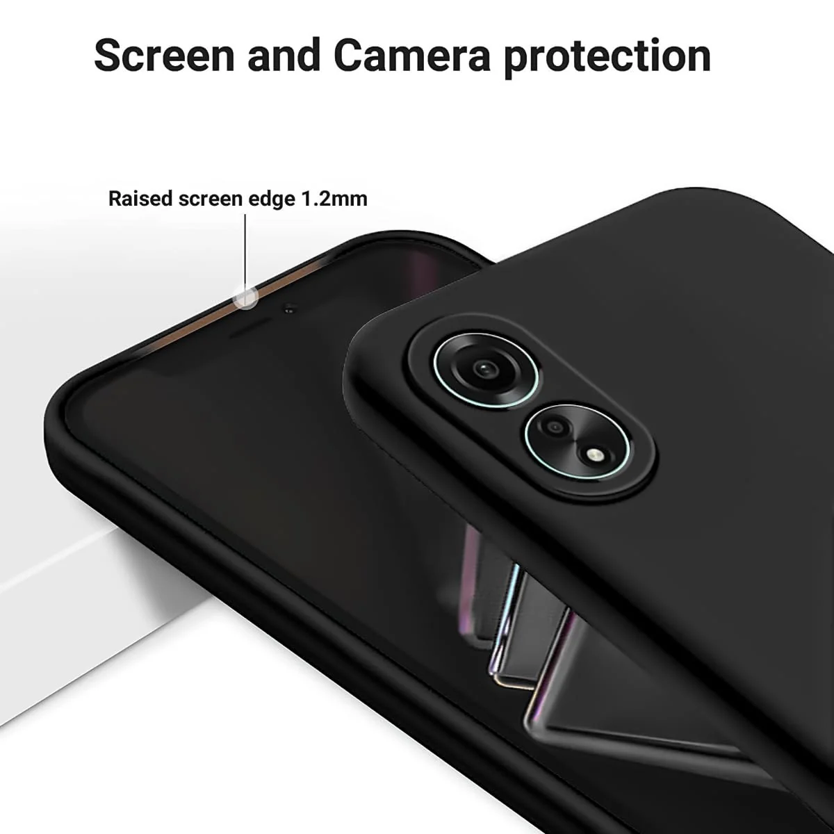 DL3 Mobilak Silicone Protective Case for OPPO A78, Shock-absorbing protection, Scratch-resistant surface, Soft microfiber lining - Black